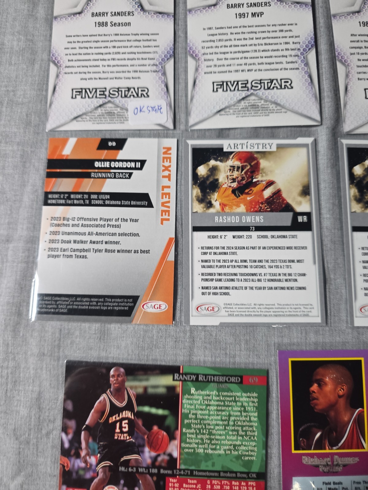 University Of Oklahoma St. Basketball & Football Trading Card Lot Of 8