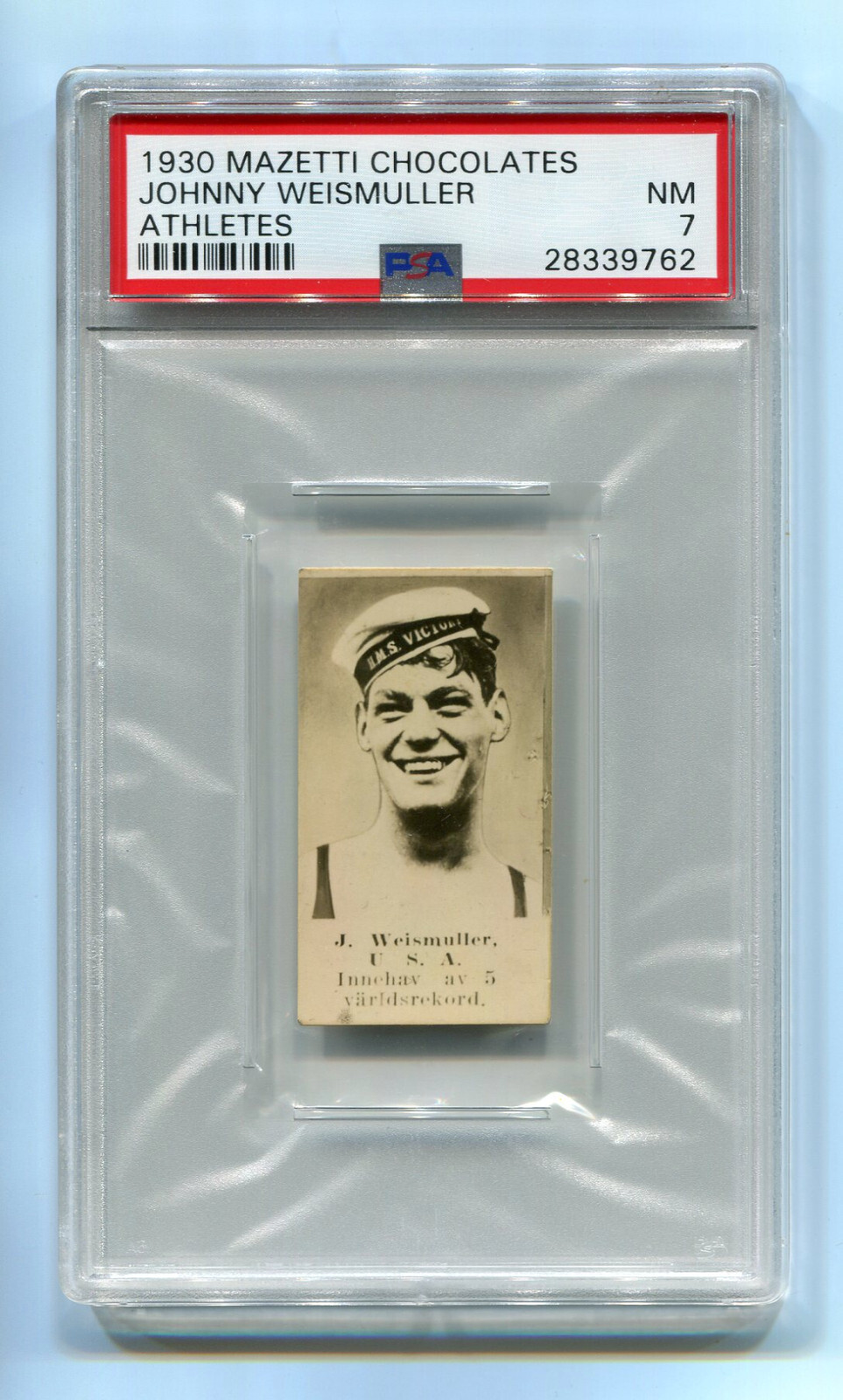 1930 Mazetti Black Tint Johnny Weissmuller PSA 7 NM Tarzan USA Swimming Highest