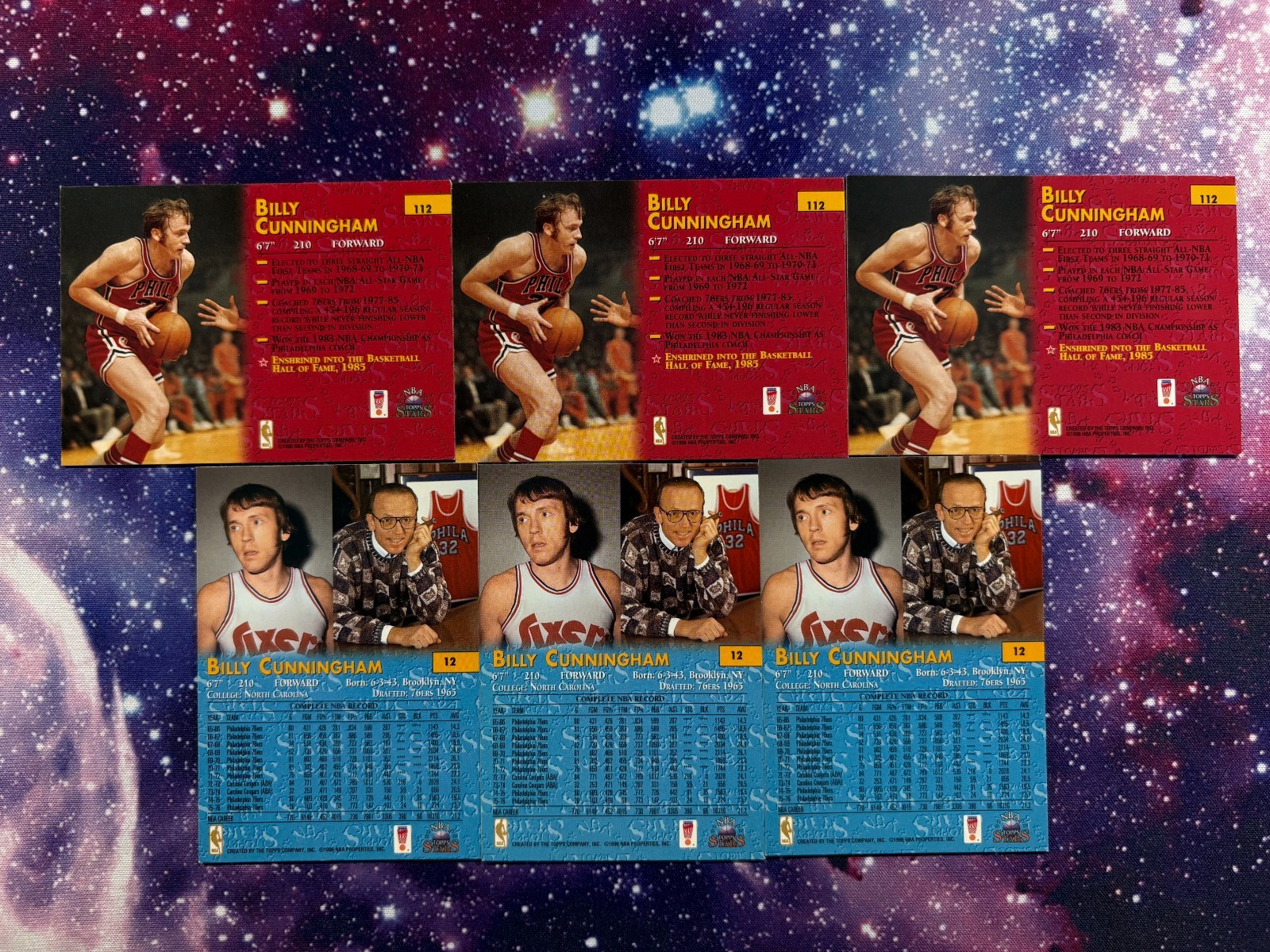 1996 Topps NBA Stars Billy Cunningham Lot of 6 76ers #12, #112
