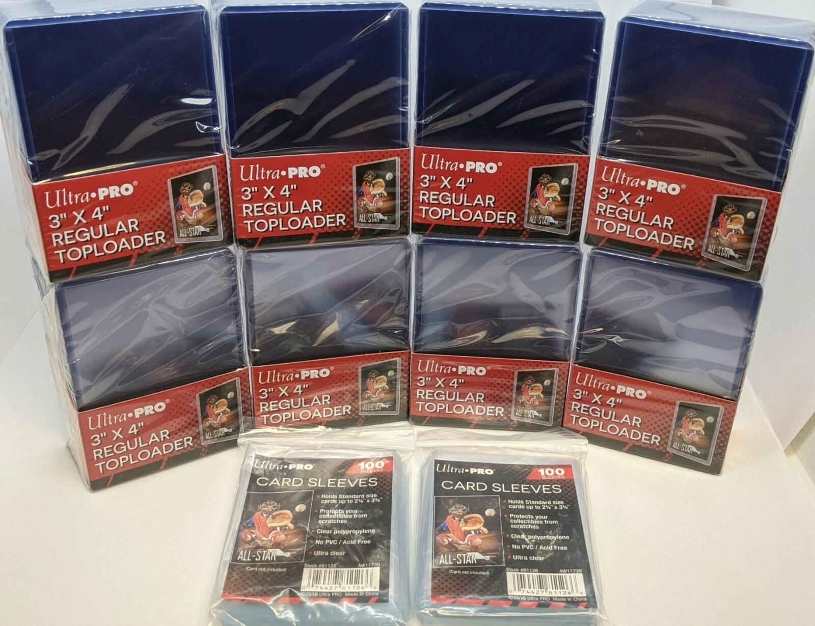 (200) Ultra-Pro 3×4 Regular Card Toploaders plus 200 Sleeves | Top Loaders