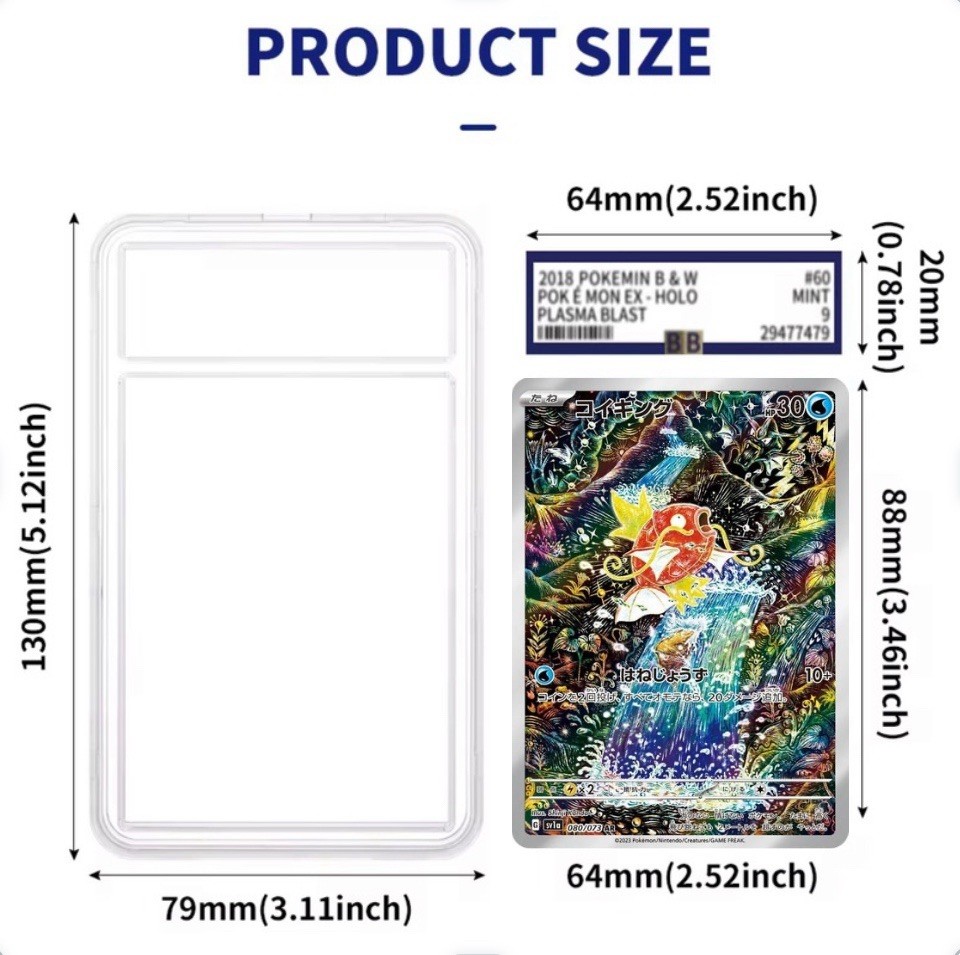 Empty Graded Card Slab Case – Snap Fit Holder for Pokémon, TCG, etc – Clear