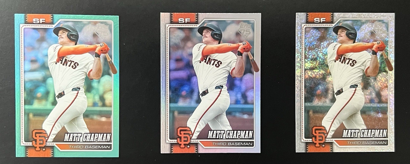 2026 Topps Matt Chapman Parallel Trio Lot Of 3 Aqua Holo Foil, Holo, Rainbow