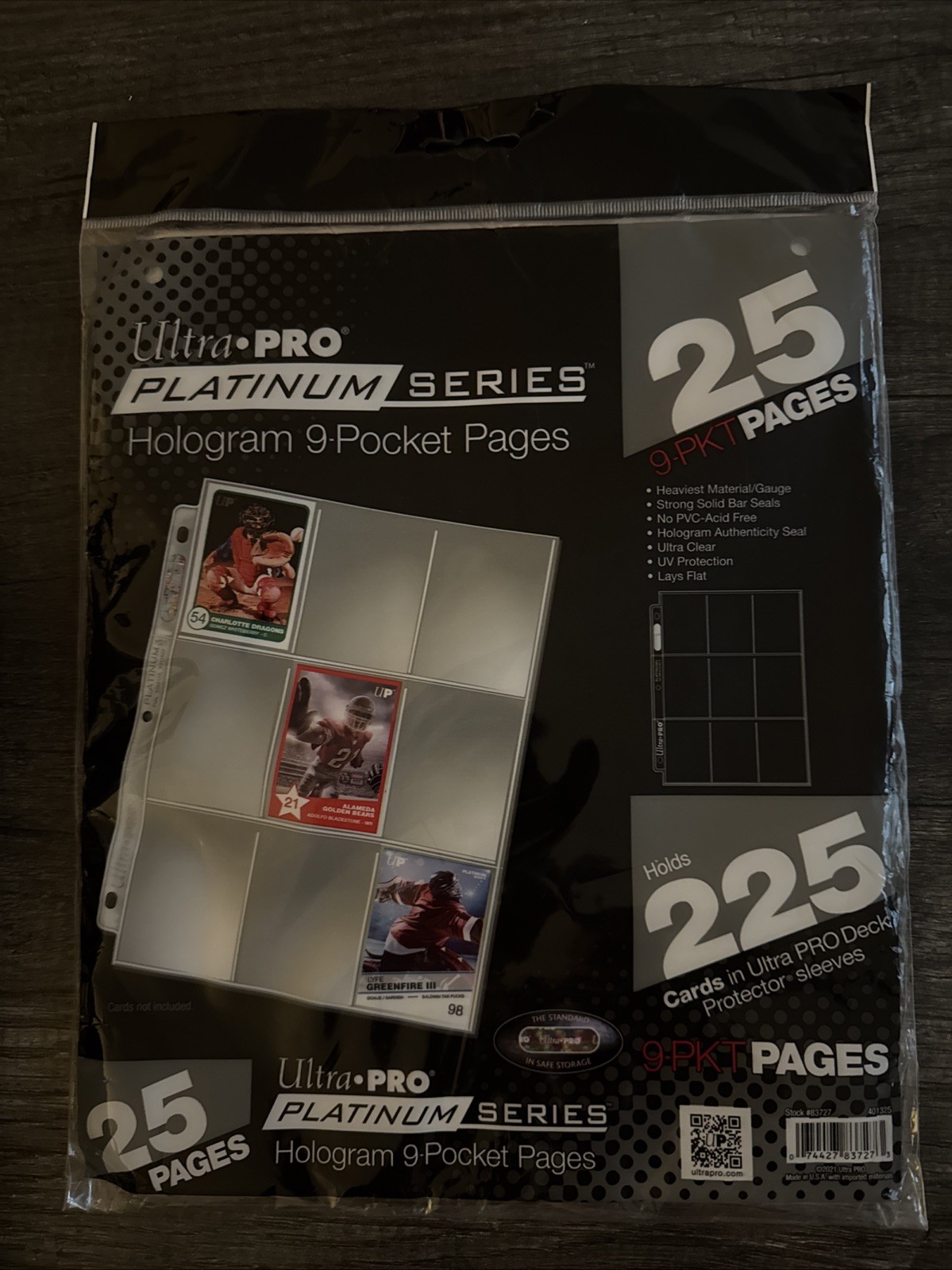 Ultra Pro Platinum Series Hologram 9 Pocket Pages Trading Card, 25 Pgs, 225 Card