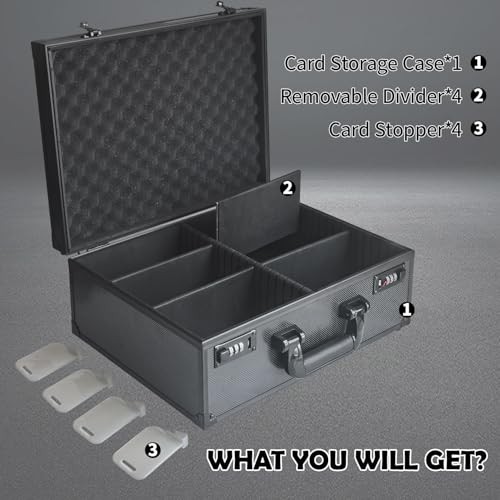 Toploader Card Storage Box for 3’’ X 4’’ 35pt Rigid Cards, Combination Lock Stor