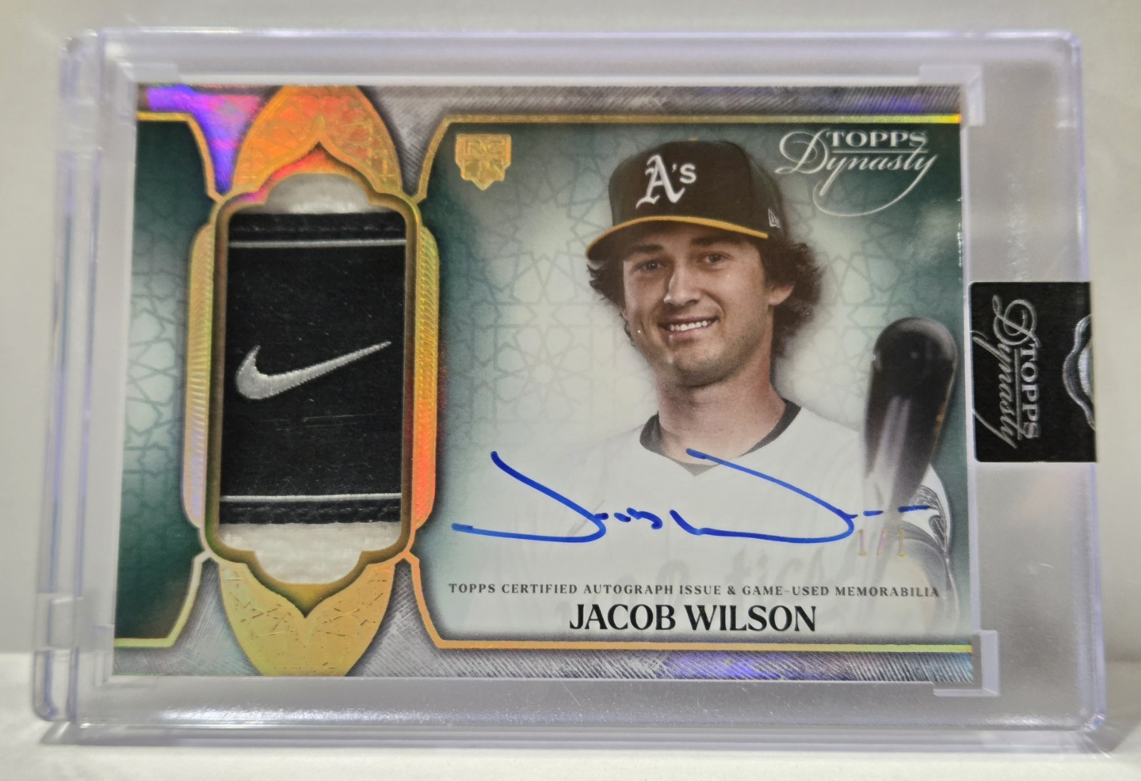 Jacob Wilson 🔥 1/1 🔥 2025 Topps Dynasty Rookie Patch Auto #DAP-JWI5 RC A’s