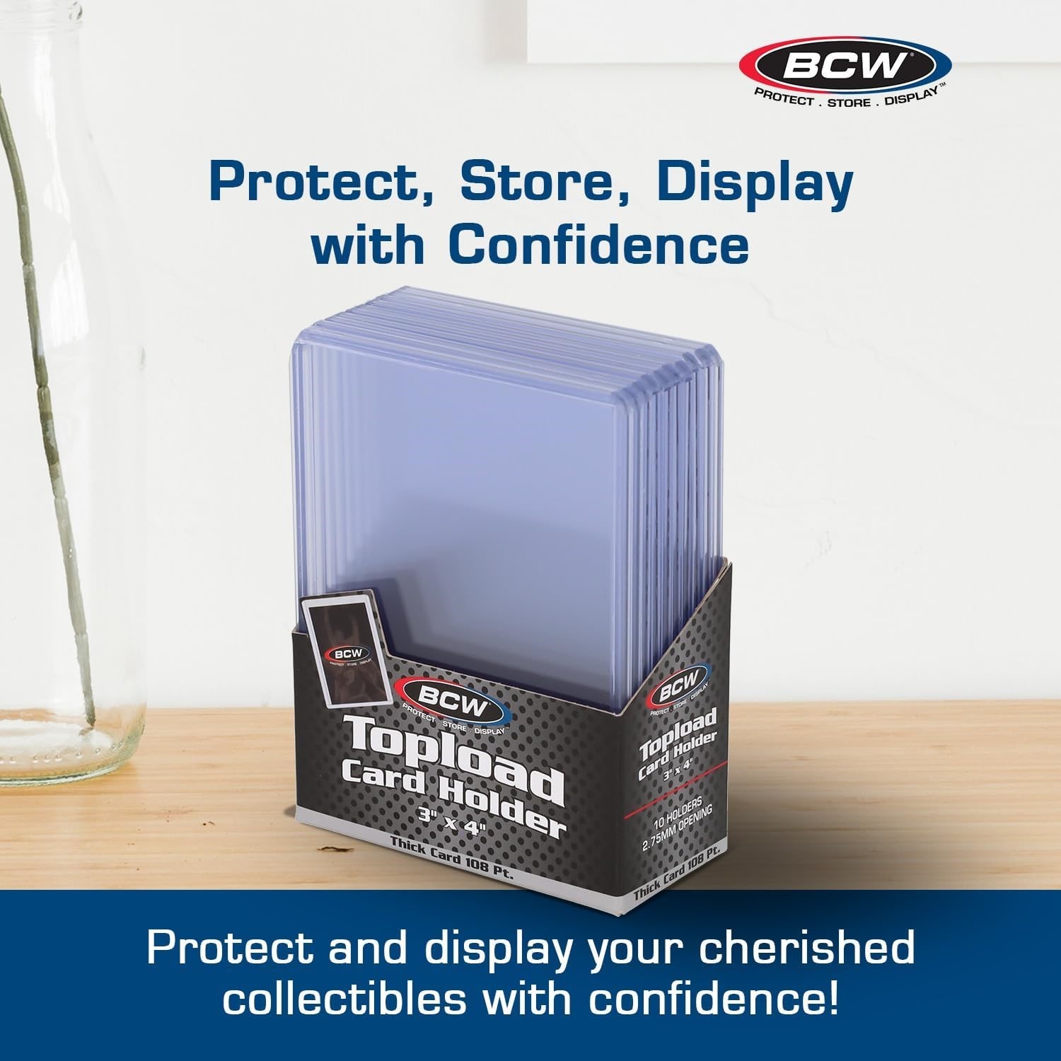 20 BCW Thick Card Topload 108 Pt. Holders 3×4 Clear Protectors Rigid PVC Storage