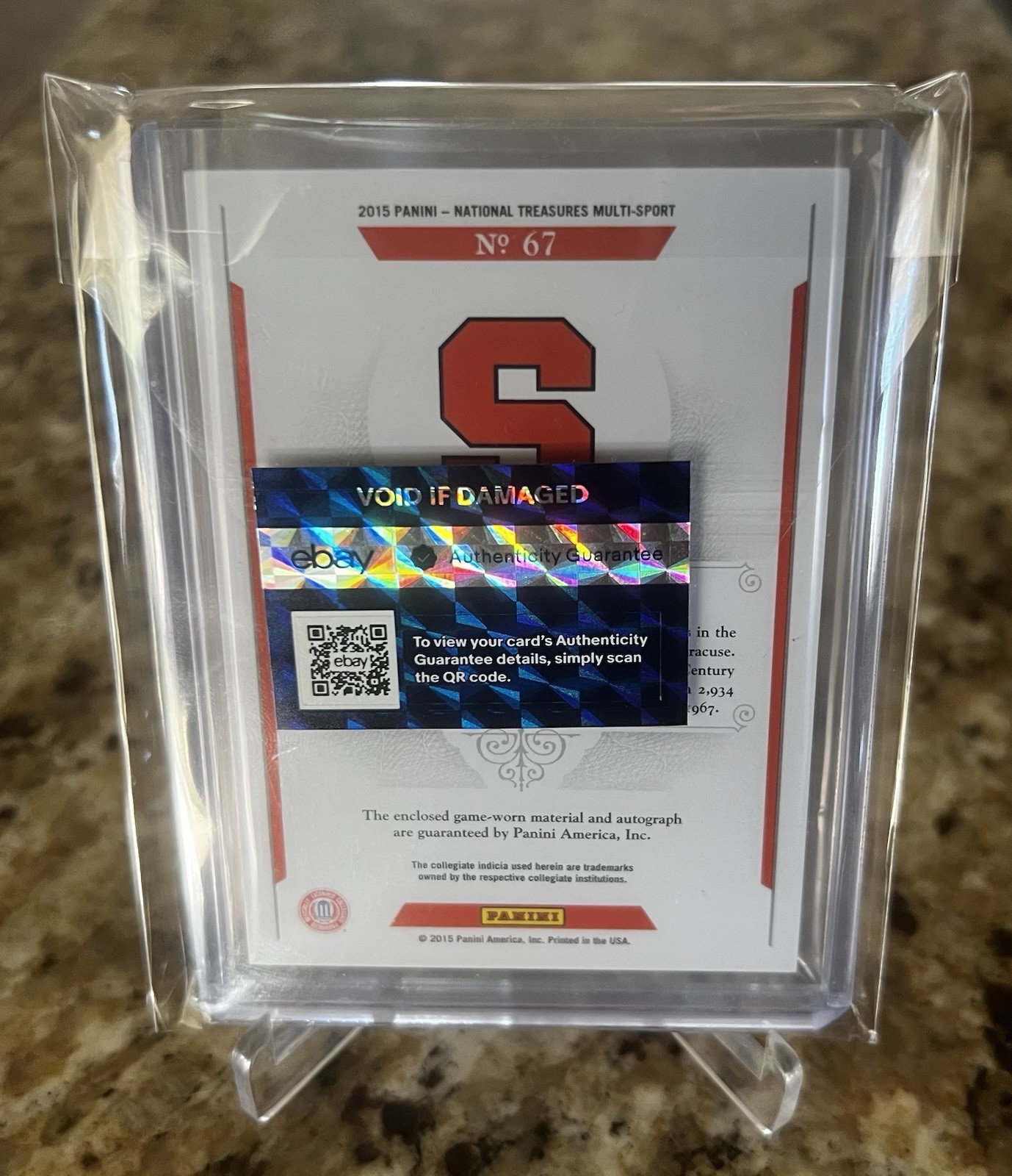 2015 Larry Csonka Panini National Treasure Autograph Memorabilia One of One!!