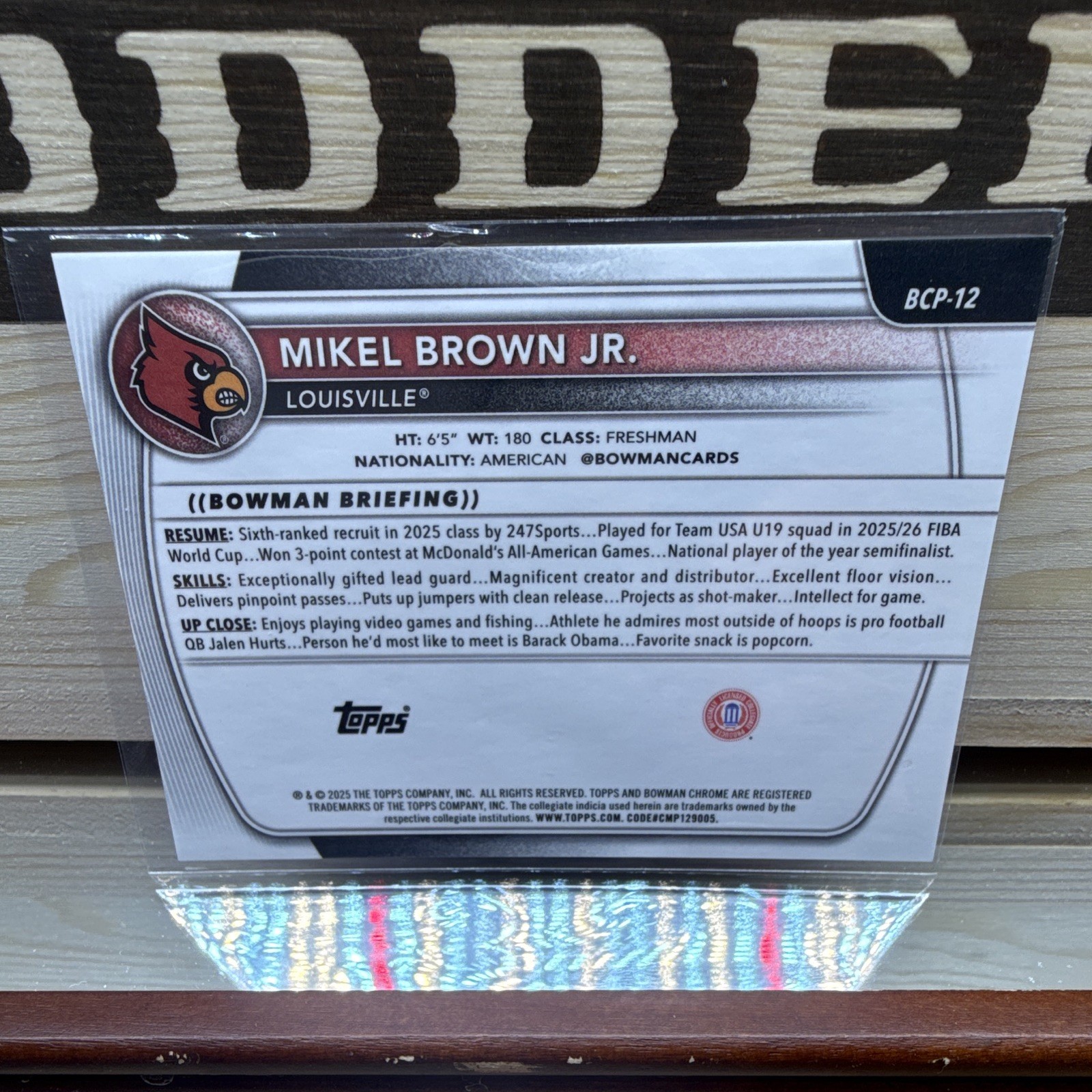 25-26 Bowman Chrome Sapphire Prospects Mikel Brown Jr. 1st Bowman /25 #BCP-12