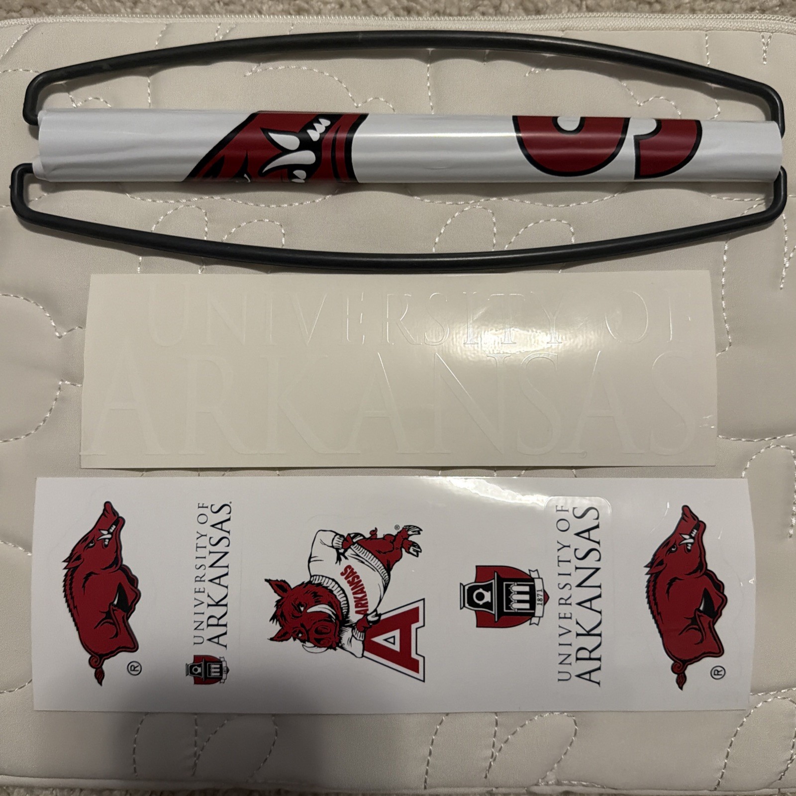University Of Arkansas Banner And Stickers Gift Woo Pig And Sunglasses