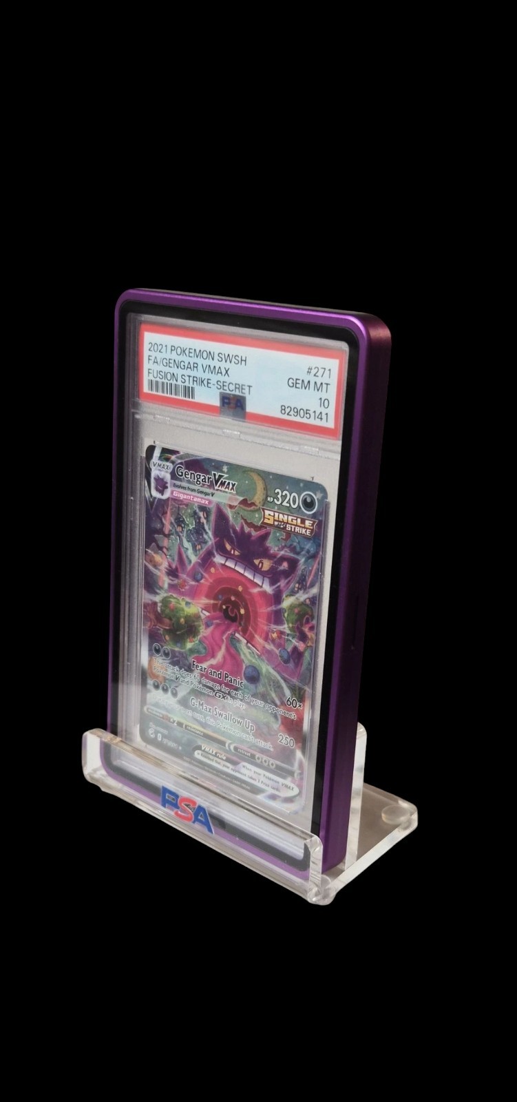 PSA ACRYLIC DISPLAY STAND WITH LOGO FOR GRADED SLAB W/ RUBBER PADS