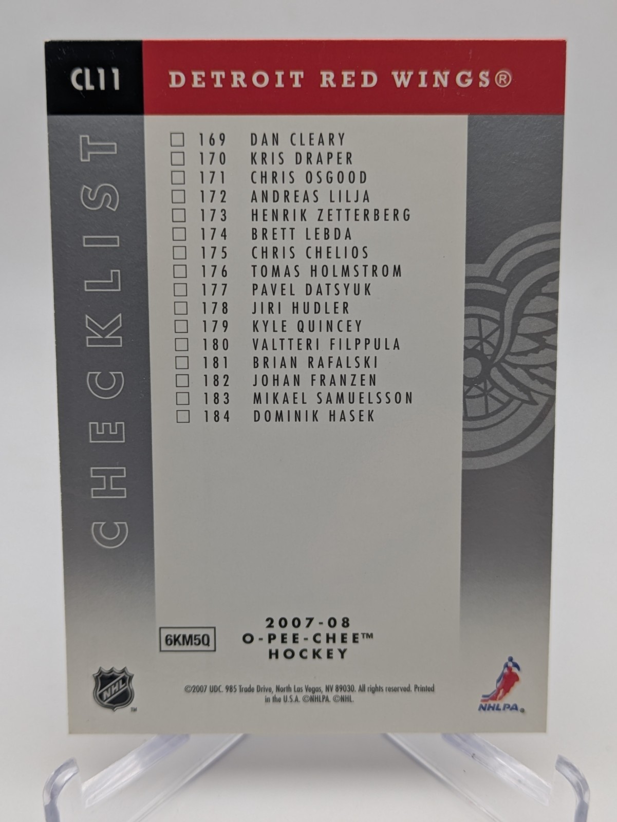 💥 2007-08 O-Pee-Chee Checklists Detroit Red Wings #CL11 Holo Refractor