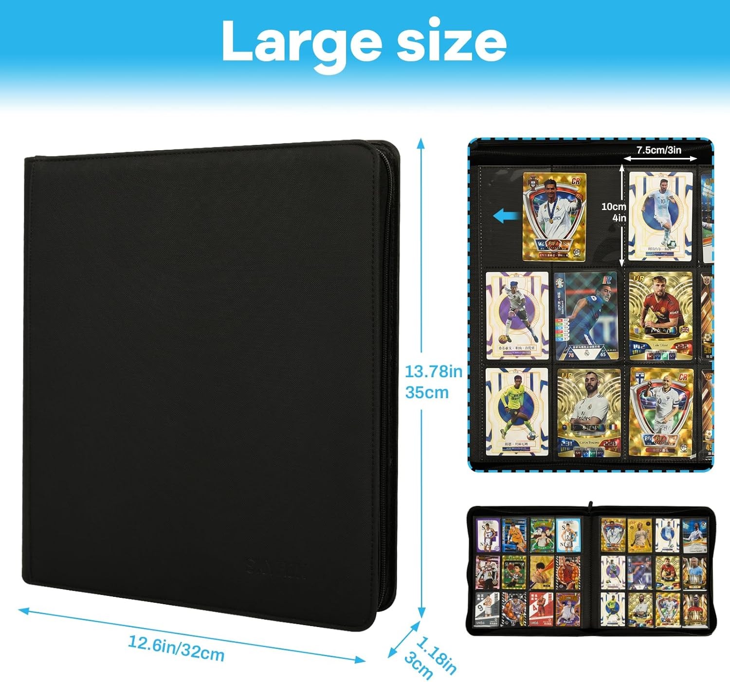 Premium 12 Pocket Sideload Trading Card Binder, 480 Cards for Sports, TCG & MTG.