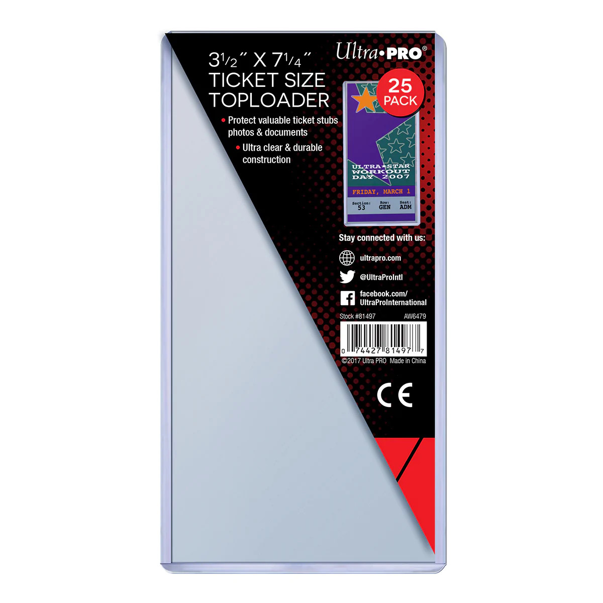 Ultra PRO Ticket Size Toploaders Ticket Stub Document Holder Protector 25 Count