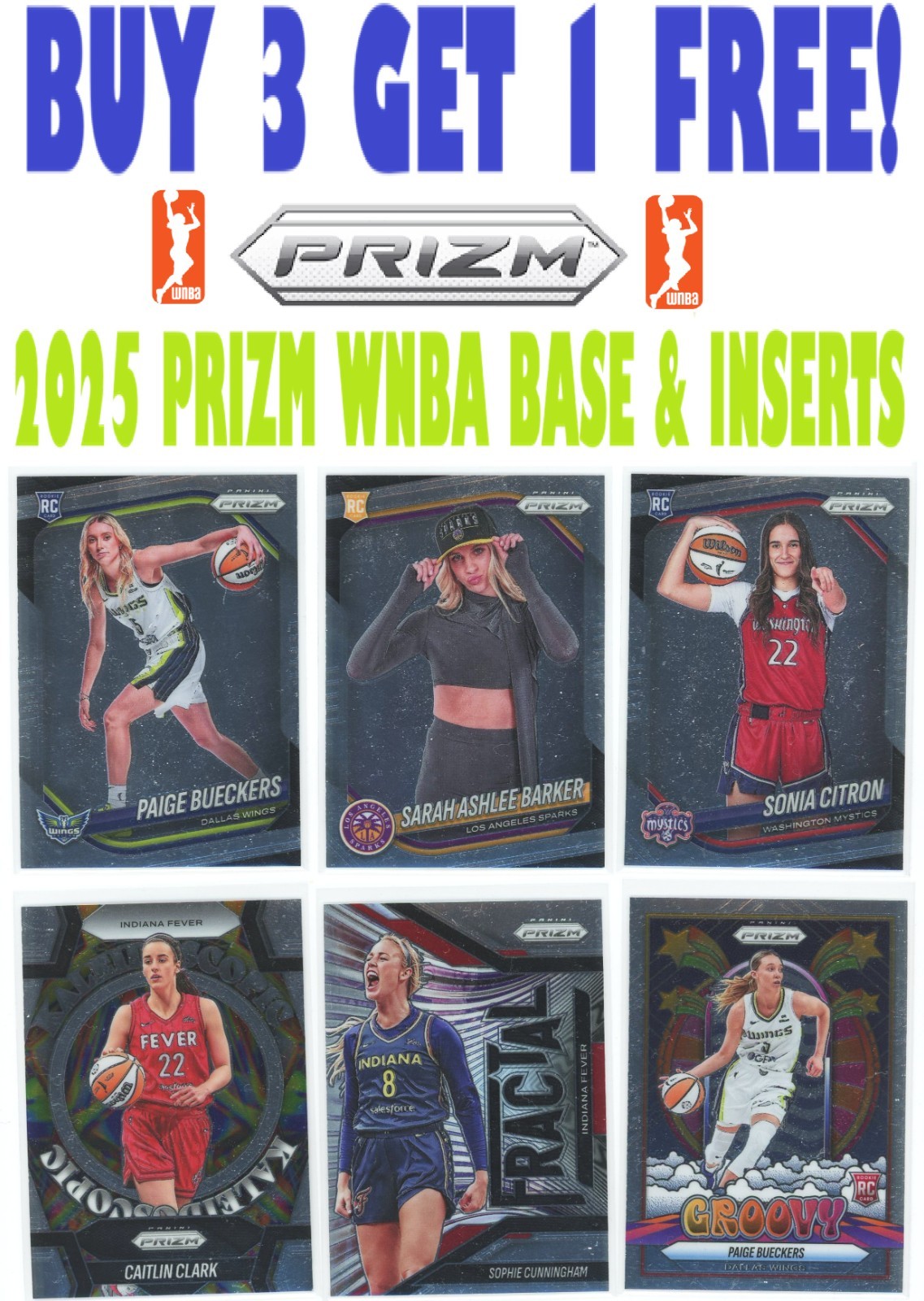2025 Panini Prizm WNBA BASE & INSERTS (BUY 3 GET 1) You Pick/Complete Your Set