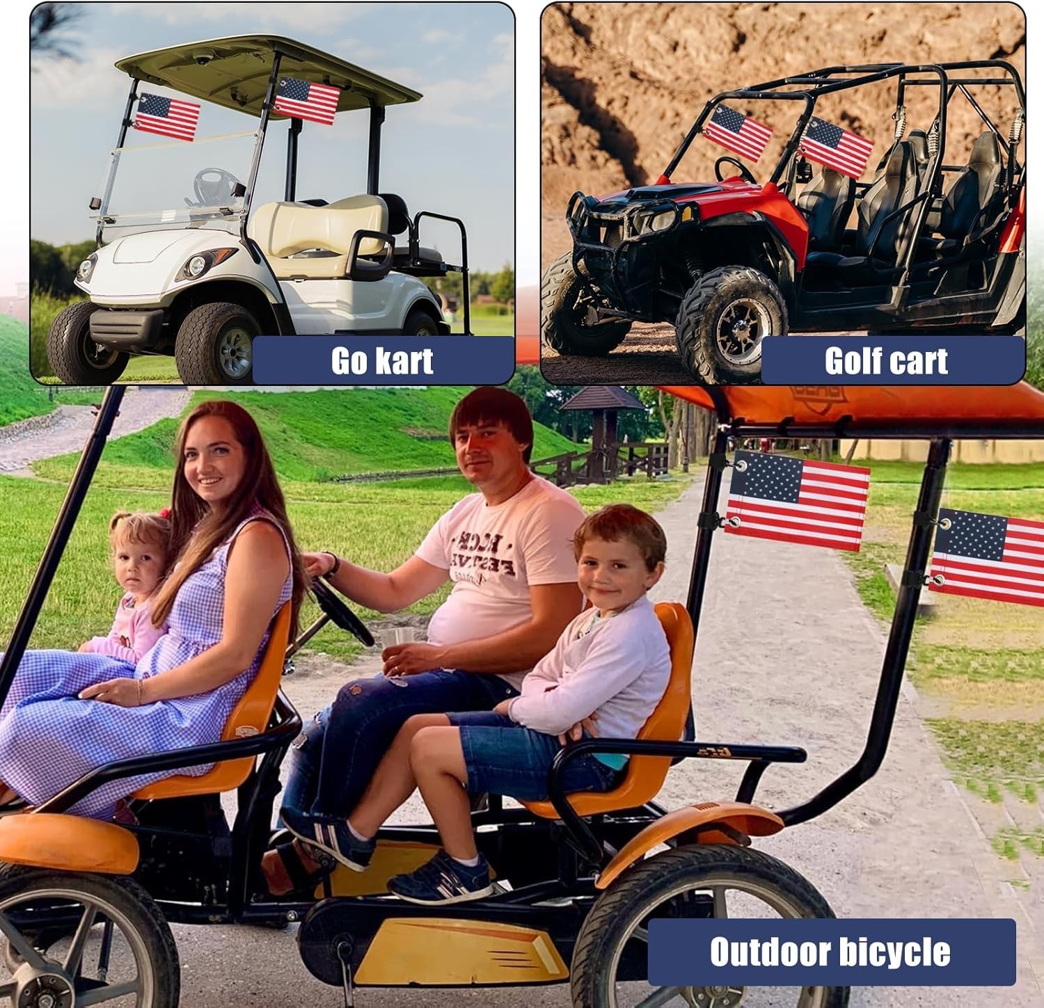 Compact 6″ x 9″ American Flags for Golf Carts – Easy Installation Accessories