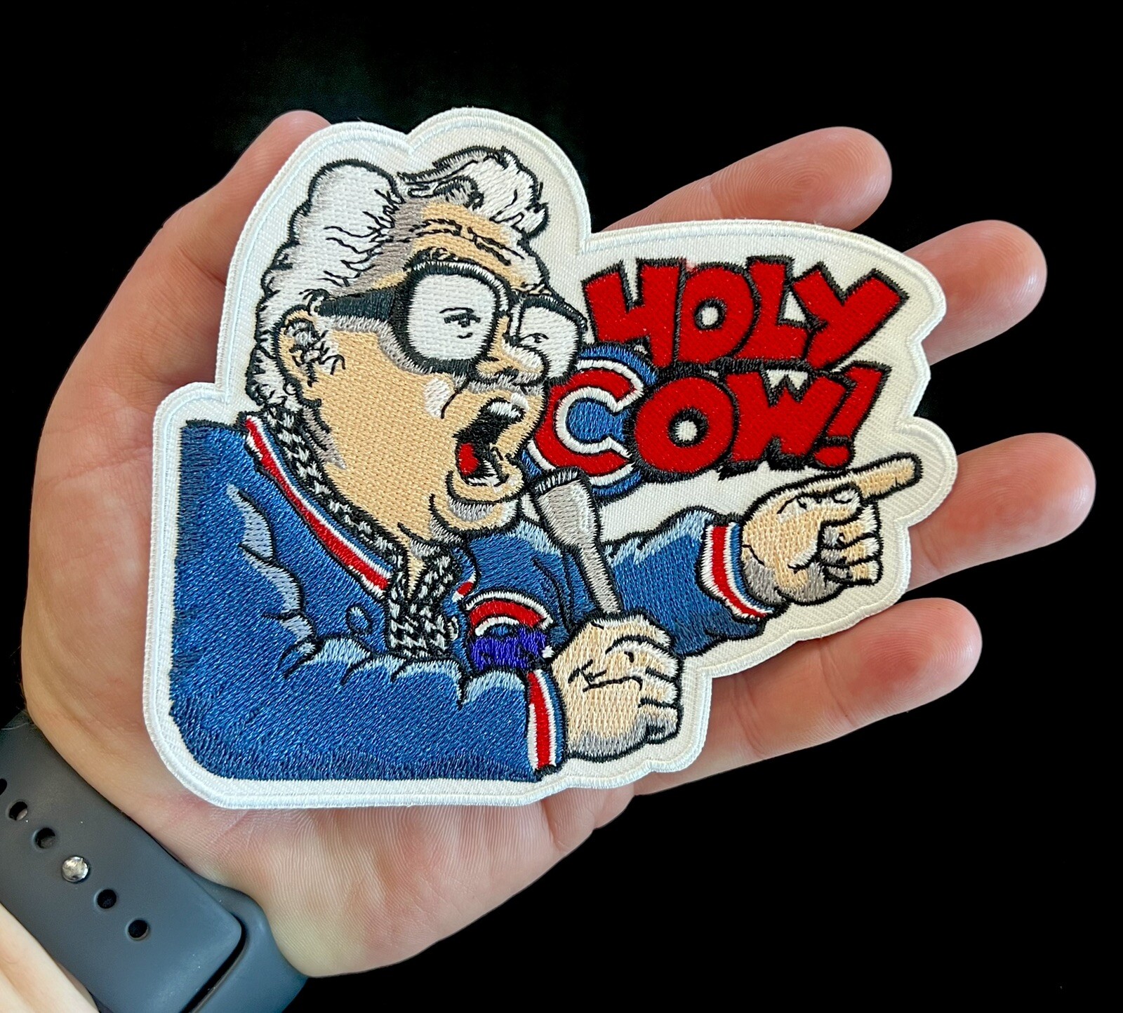RARE Harry Caray “Holy Cow” HOF Chicago Cubs 5in. Iron Sew On Embroidered Patch