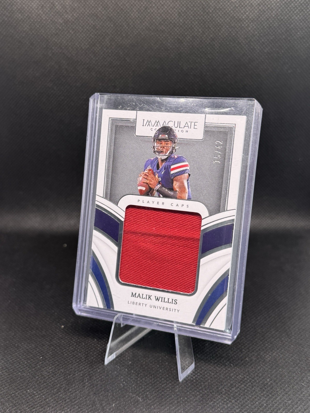 Malik Willis 2022 Immaculate Player Caps Patch /42 #PC-MWI Liberty Dolphins