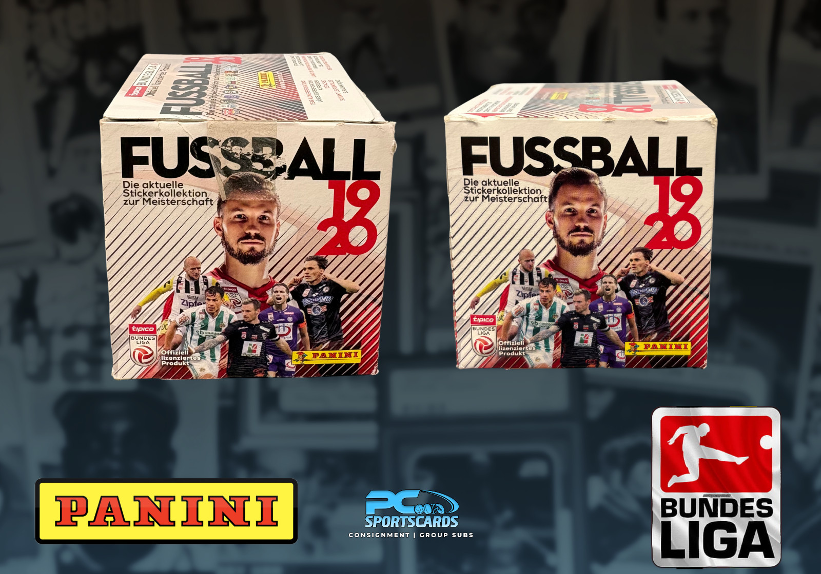 2019-20 Panini German Fussball Soccer Sticker Box 50 Sealed Packs Opened Box