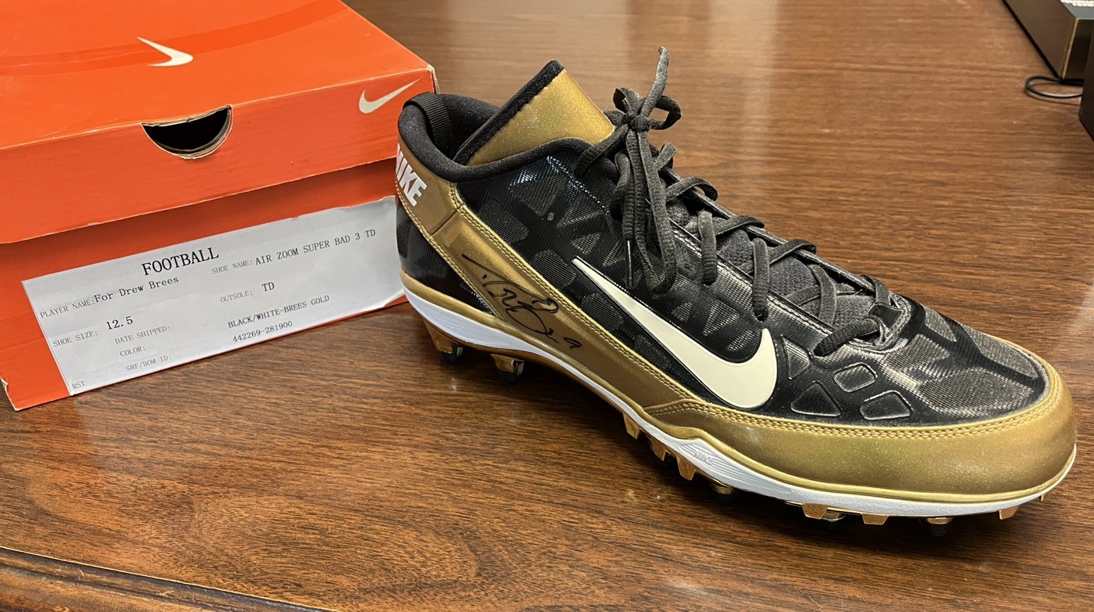 DREW BREES Game Shoe autographed Nike Super Bad 3 w/ BOX NEW unworn Saints HOF