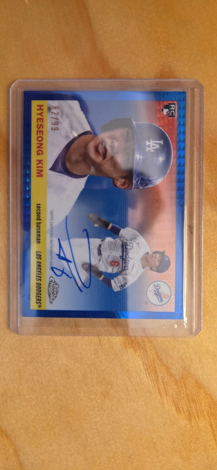 2025 Topps Chrome Platinum #CPA-HK Hyeseong Kim Blue Prism Auto /99 RC Rookie