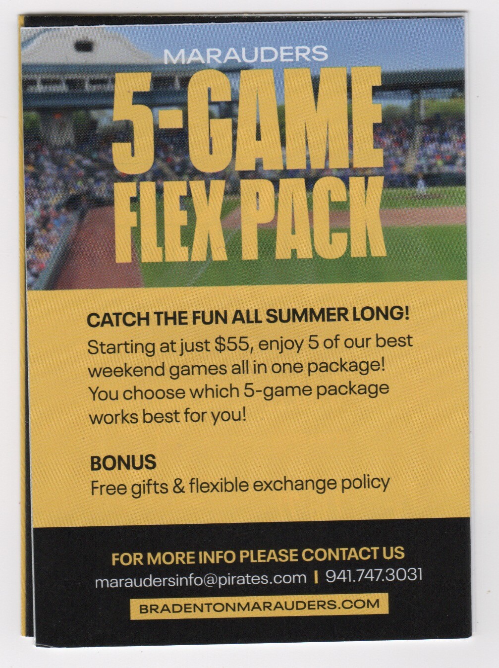 Bradenton Marauders 2022 Regular Season Pocket Schedule
