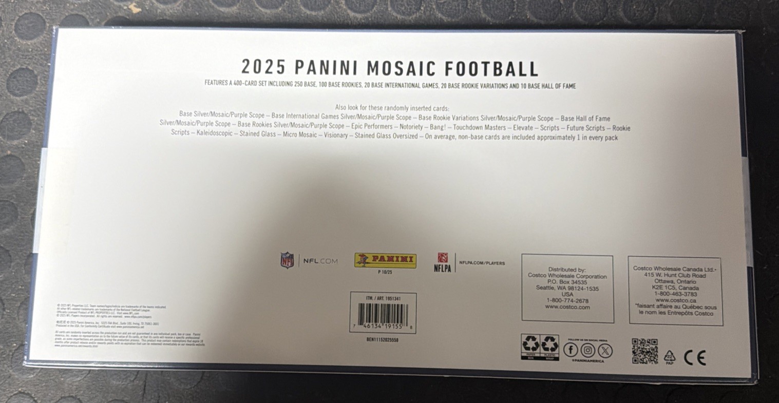 2025 Panini Mosaic NFL Costco Exclusive Trading Cards Bundle Box