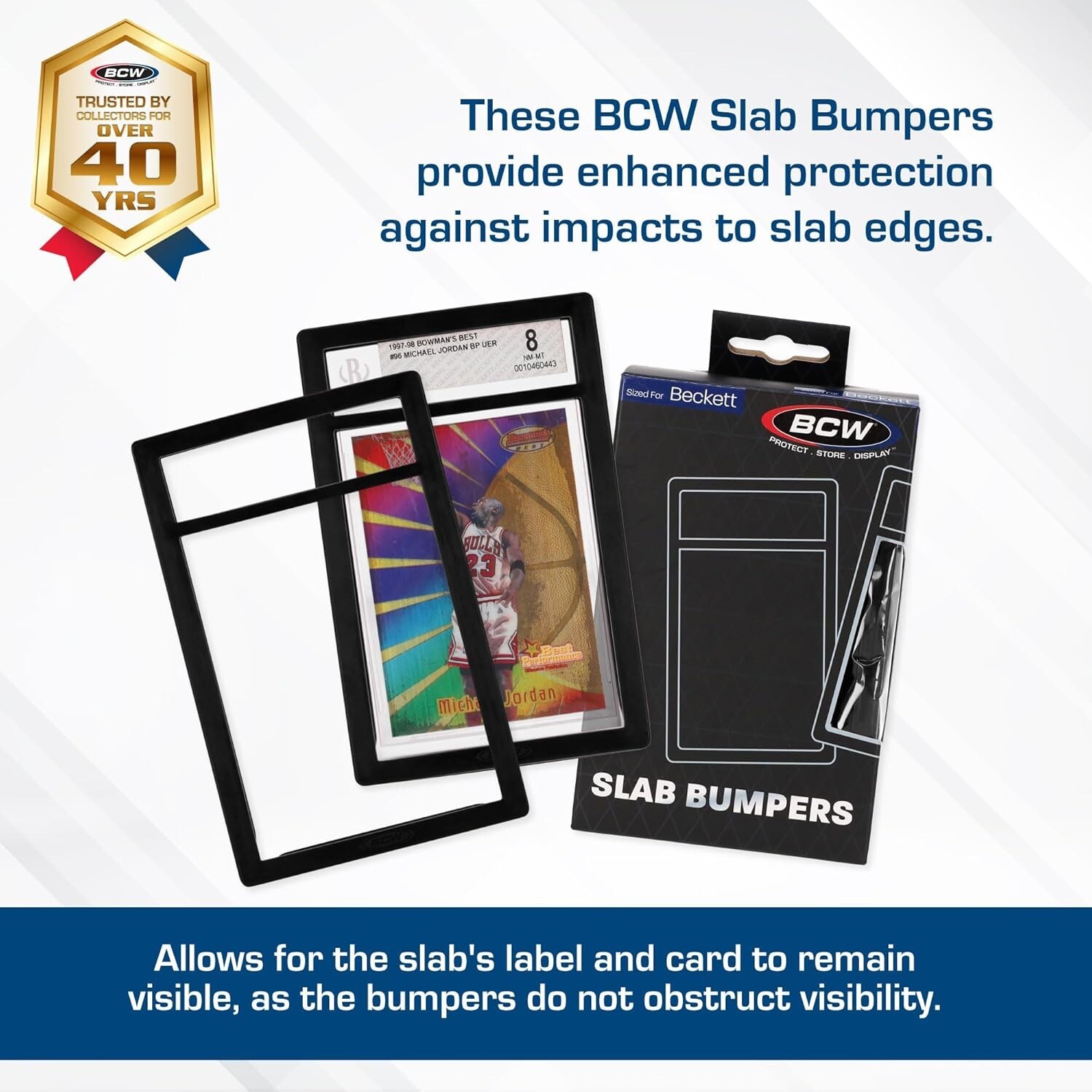 6 BCW Graded Card Bumpers For BGS Certified Slab Black Silicone Edge Protection