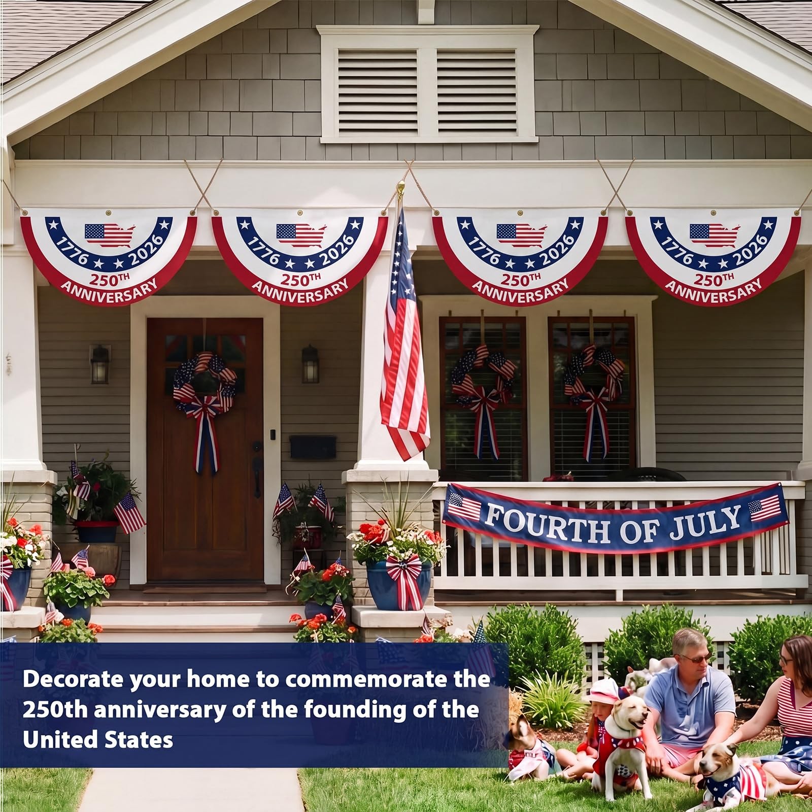 4 Pcs 250th Anniversary Bunting American Flag Bunting 4th of July Decoration 177
