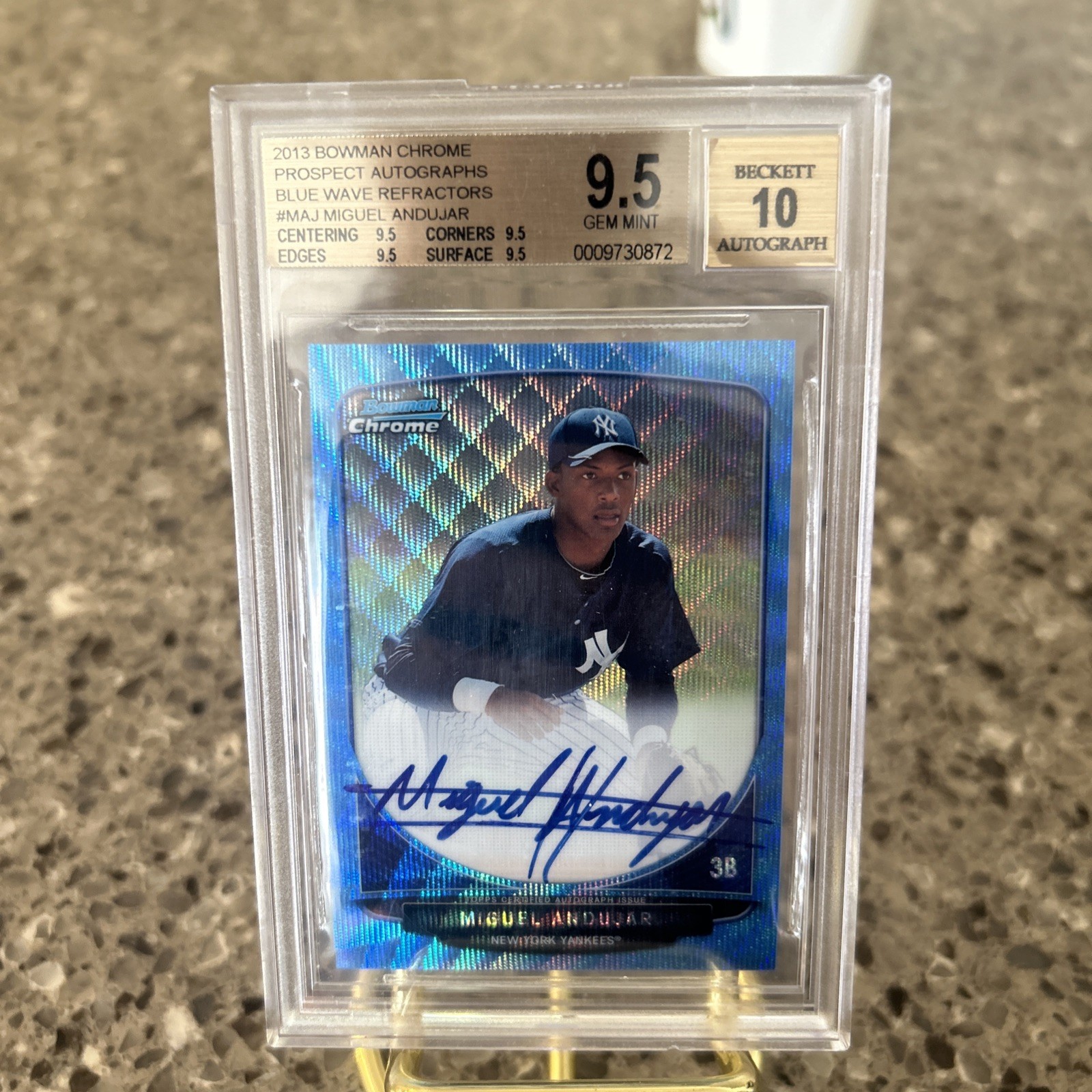 2013 1ST Bowman Chrome MIGUEL ANDUJAR ON-CARD RC AUTO Blue Wave/50;BGS 9.5🔥REDS