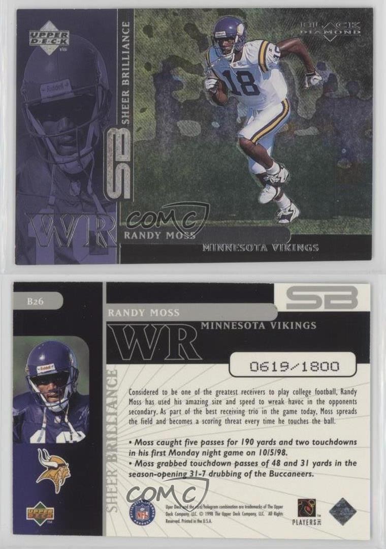 1998 Black Diamond Rookie Edition Sheer Brilliance /1800 Randy Moss RC HOF 0ls
