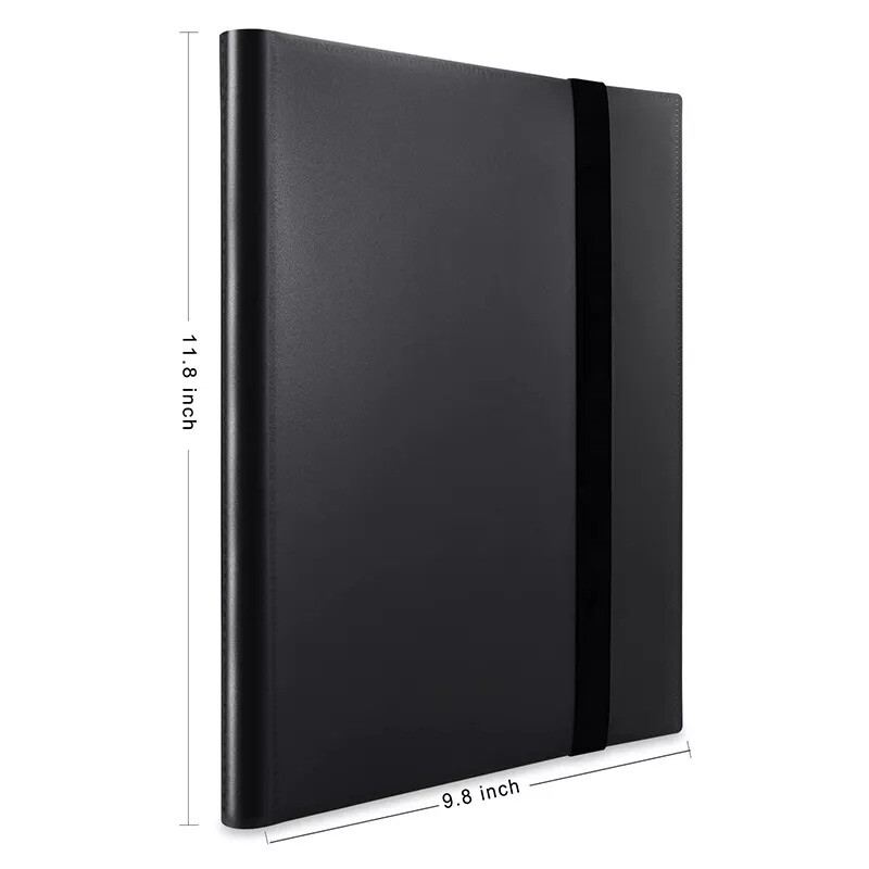 396 Card Pocket Binder with Strap 9 Pocket Trading Cards Album Folder, Black