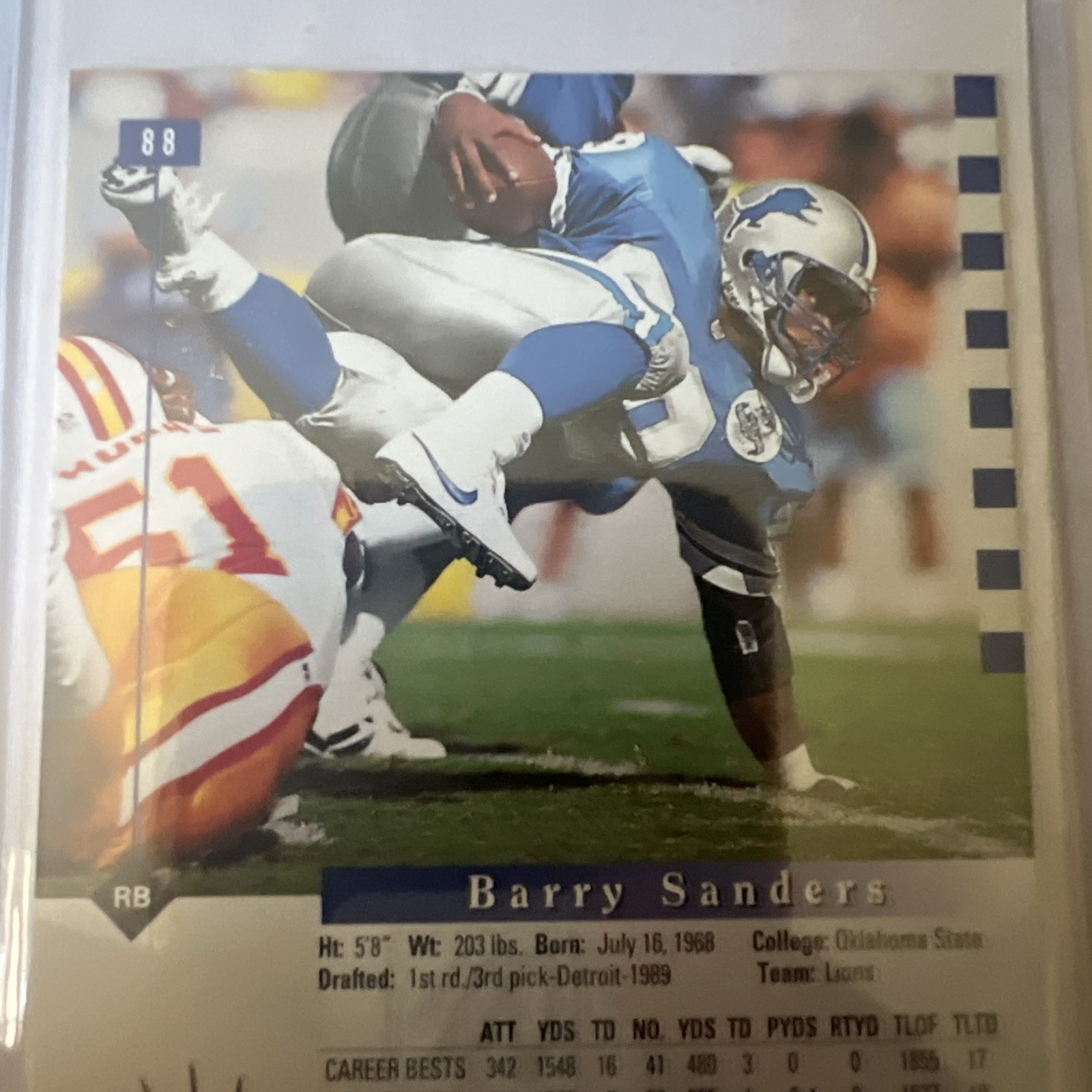 1993 UPPER DECK SP BARRY SANDERS #88 BASE CARD DETROIT LIONS