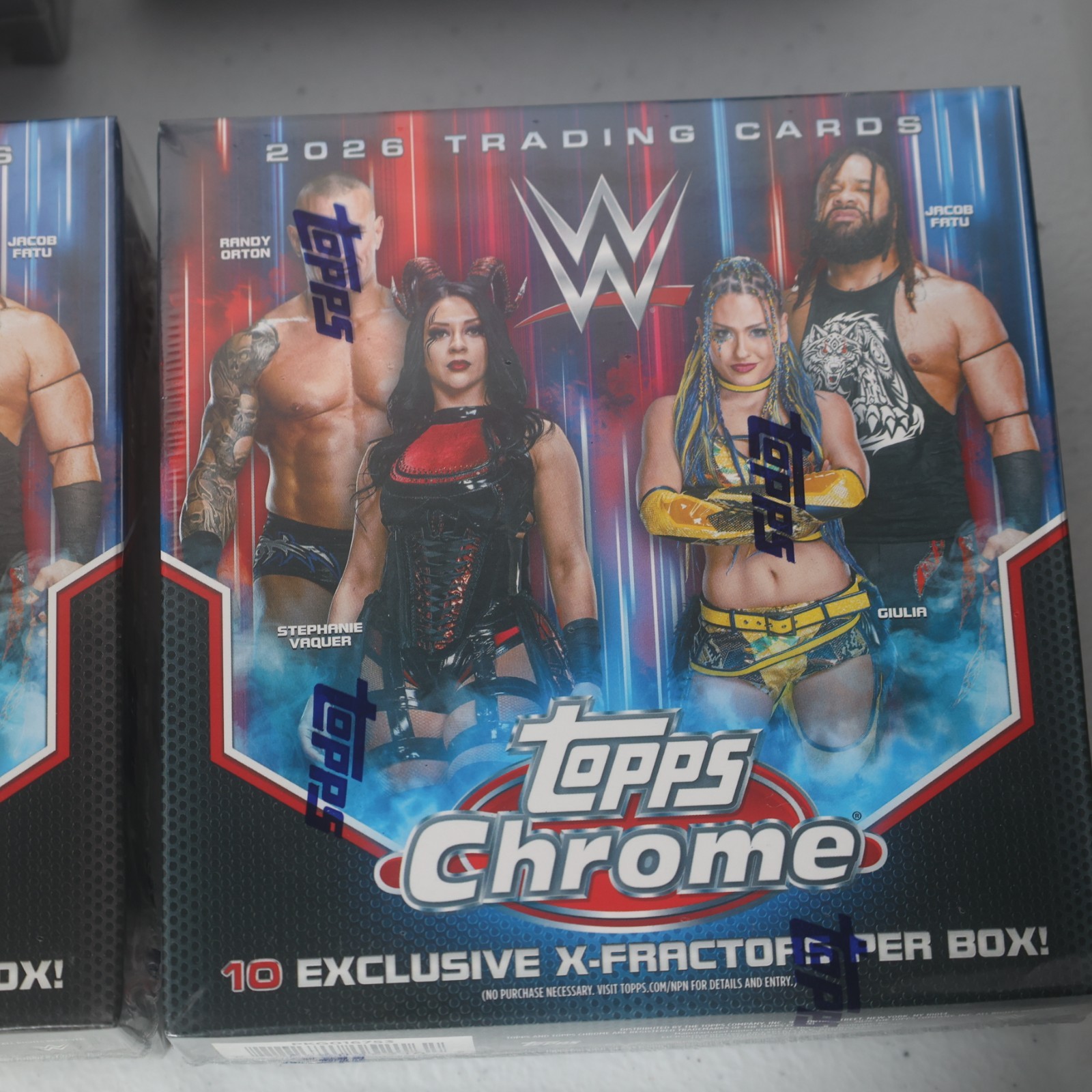 Lot of 2 2026 WWE Topps Chrome Logofractor & 2 Regular Wrestlemania 42 Exclusive