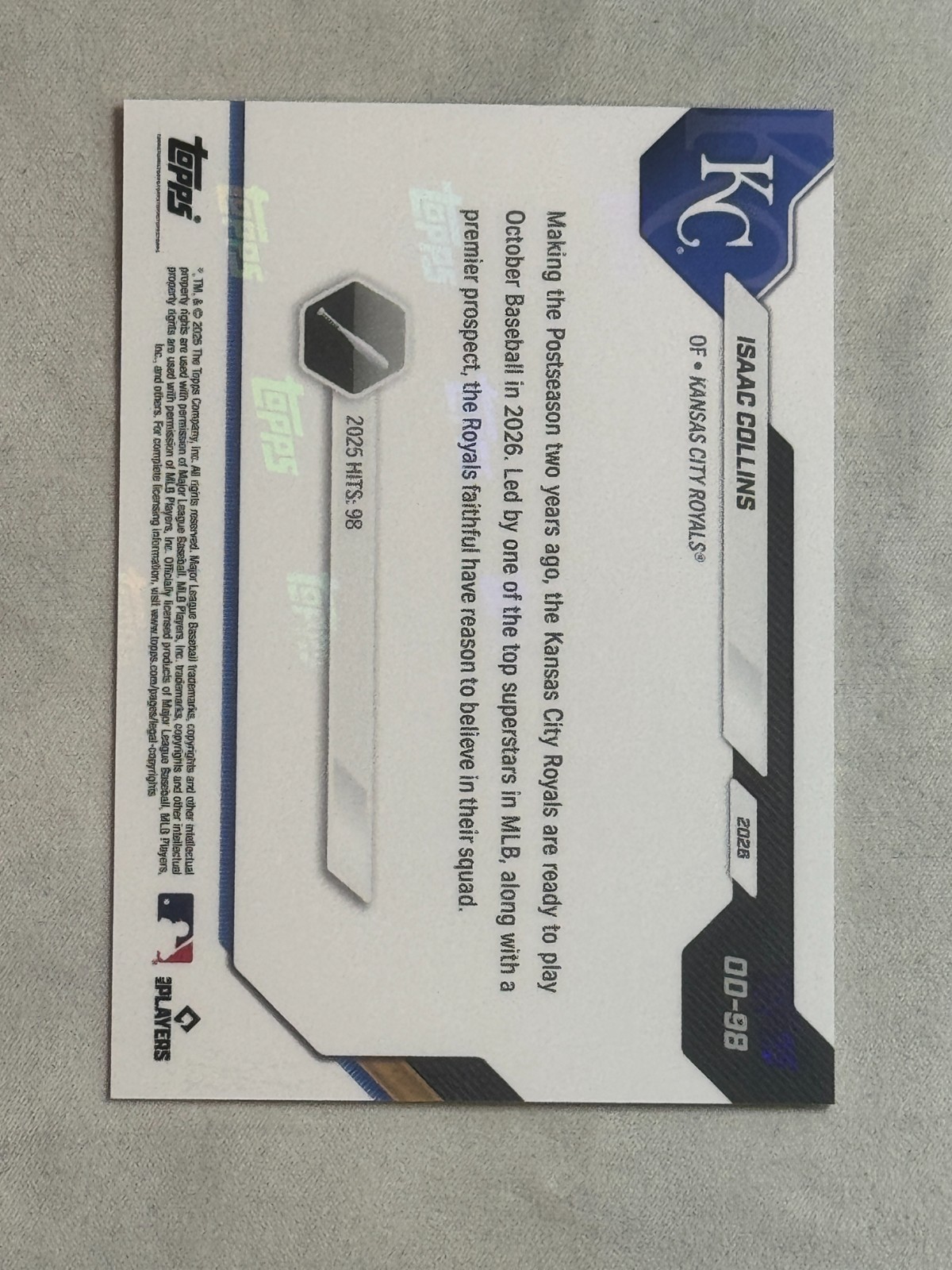 2026 Topps Now Road to Opening Day Isaac Collins #OD-98 Royals
