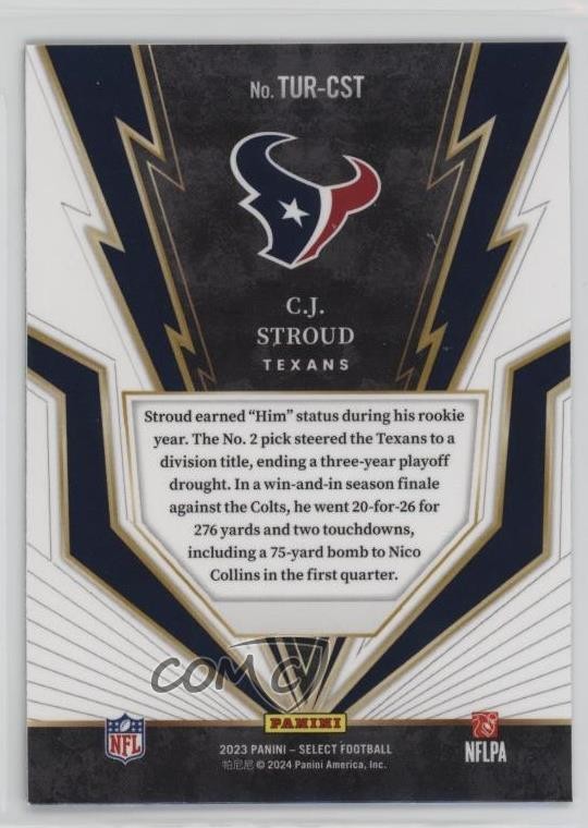 2023 Panini Select Turbocharged CJ Stroud #TUR-CST Rookie RC 1k9t