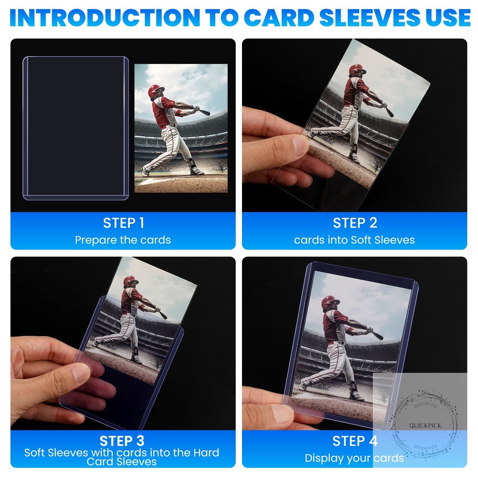 1000 Card Sleeves Top Loaders for Cards 3″ x 4″ Hard Plastic Toploaders Baseball