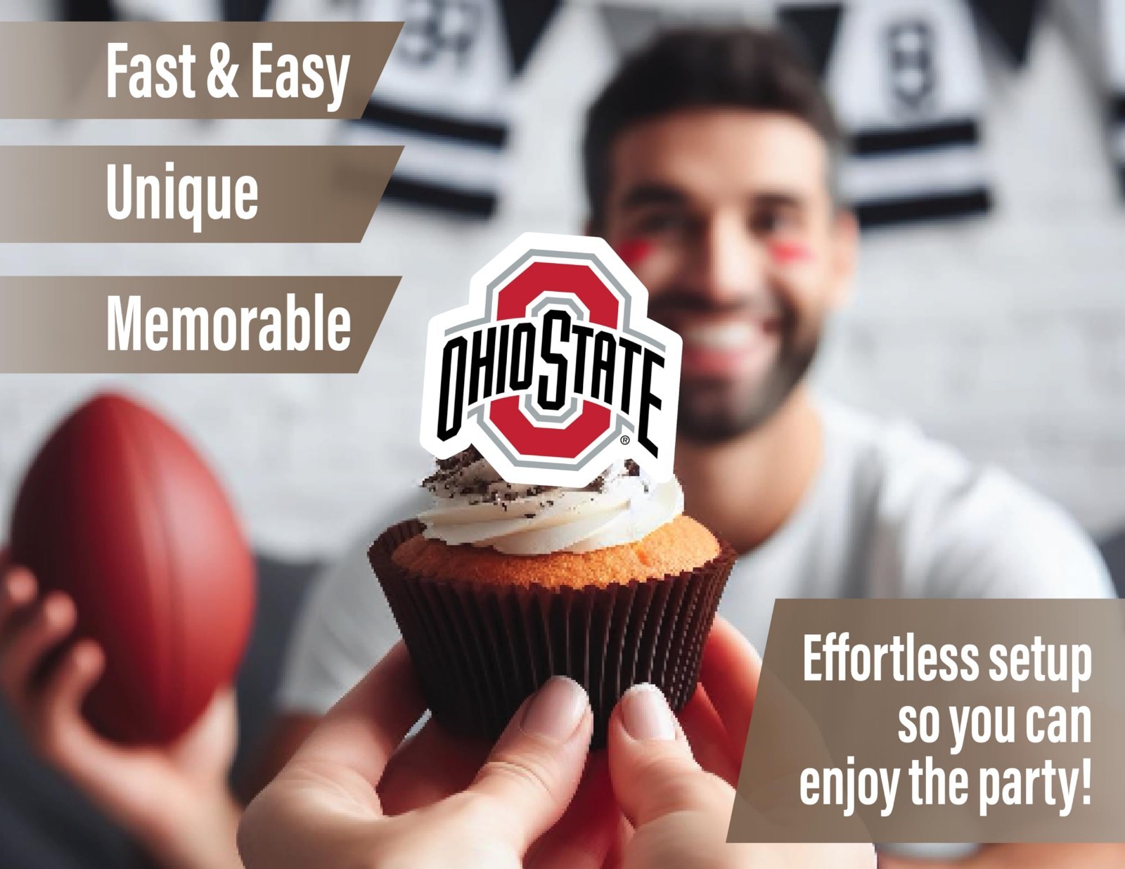Ohio State Party Decor Set – 42 Pc Banner & Cupcake Toppers for Graduation & Foo