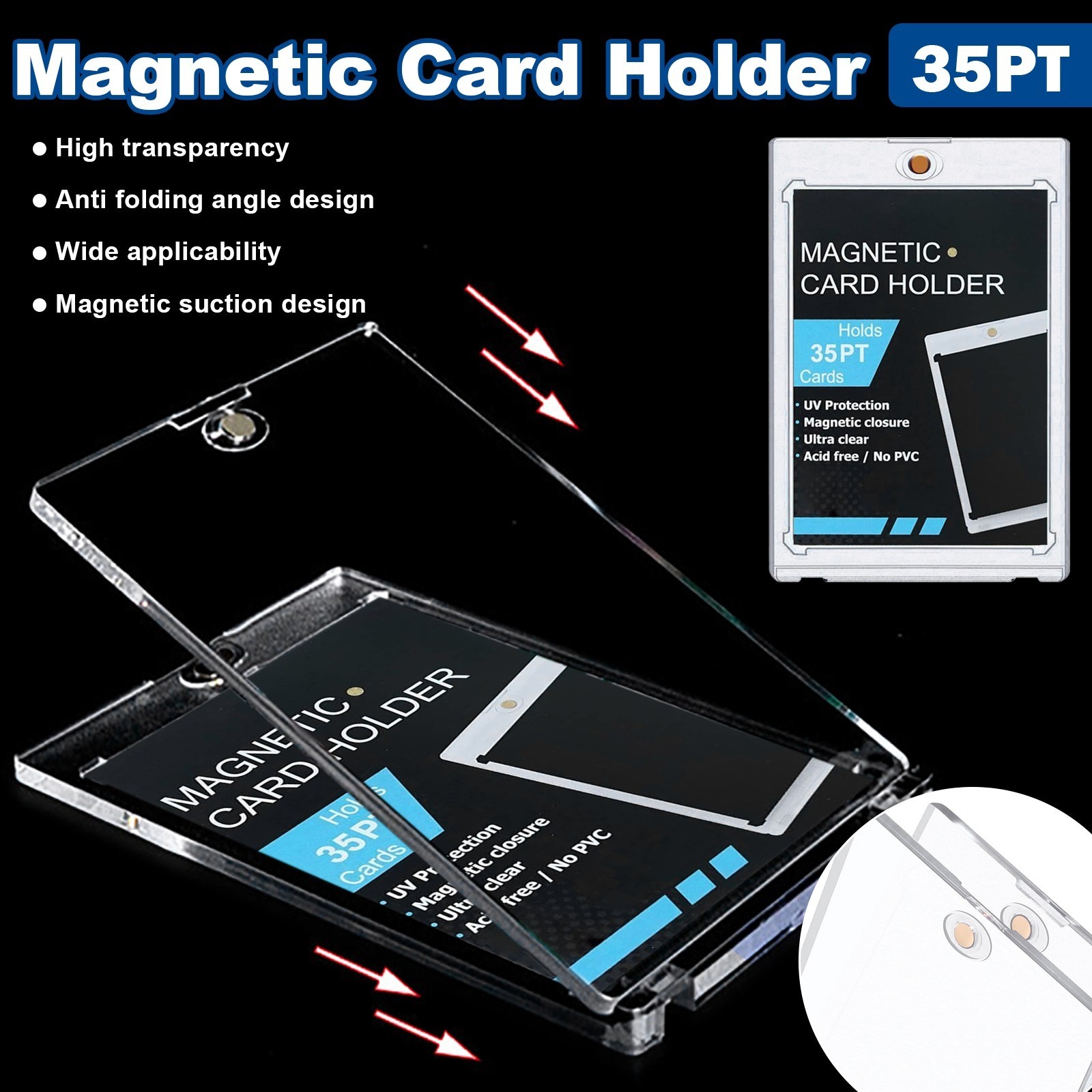 9-Grid Wall Mount Trading Card Display Frame with 9pcs 35pt Magnetic Card Holder