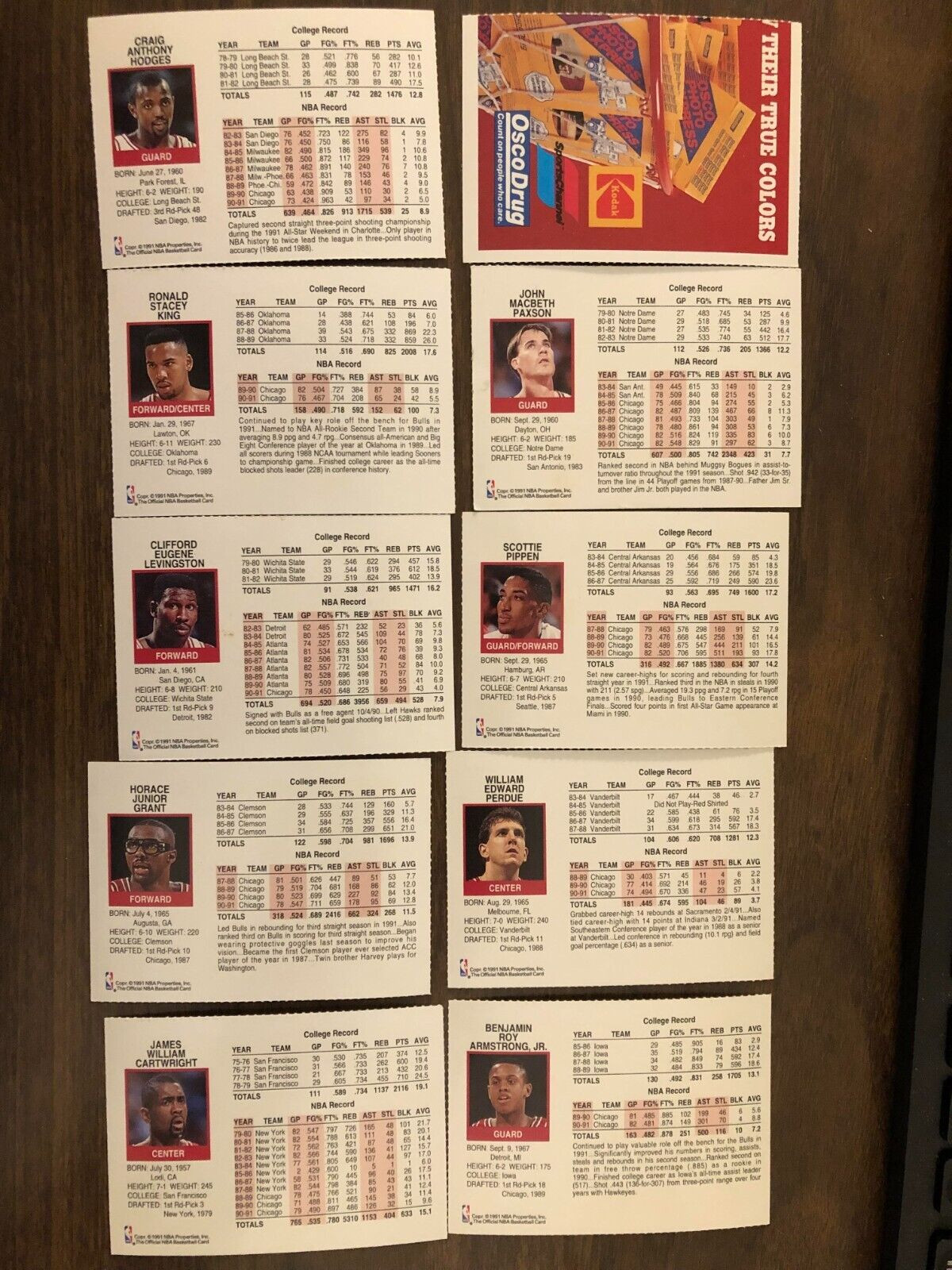 Chicago Bulls 10 Trading NBA Properties, Inc. Cards 1991 Champs Ed Team Night