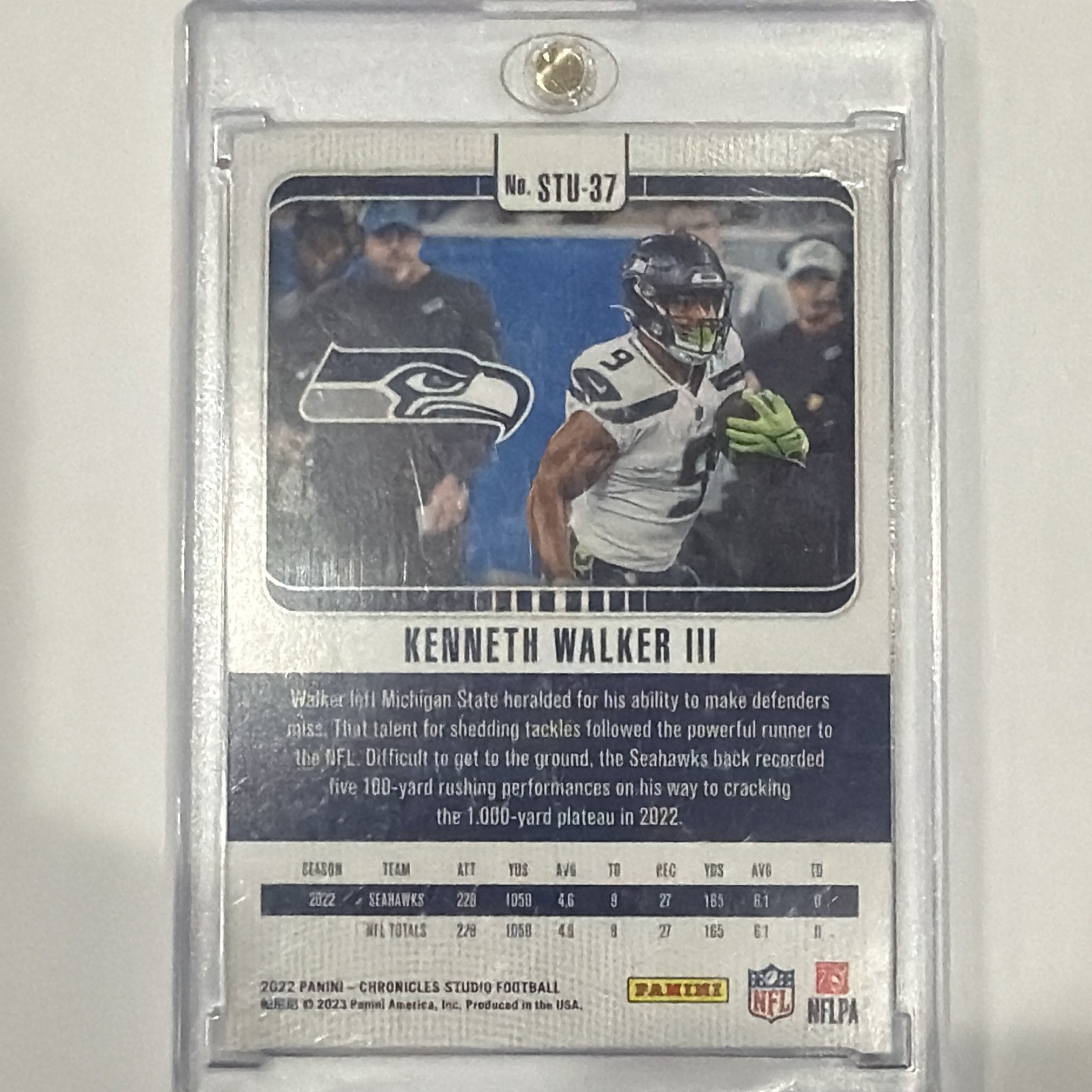 Panini 2022 Chronicles Studio Kenneth Walker III Seahawks #STU-37 Blue /49 RC