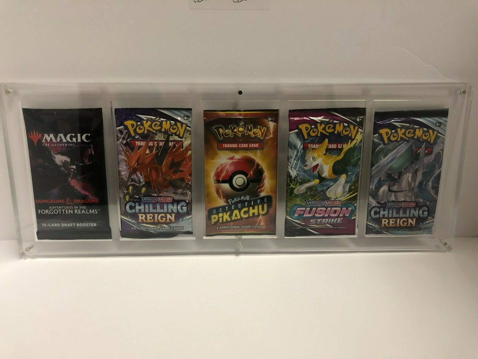 Pokemon Acrylic 2,3,4 or 5 Booster Pack Frame Display Case Magnet Locks