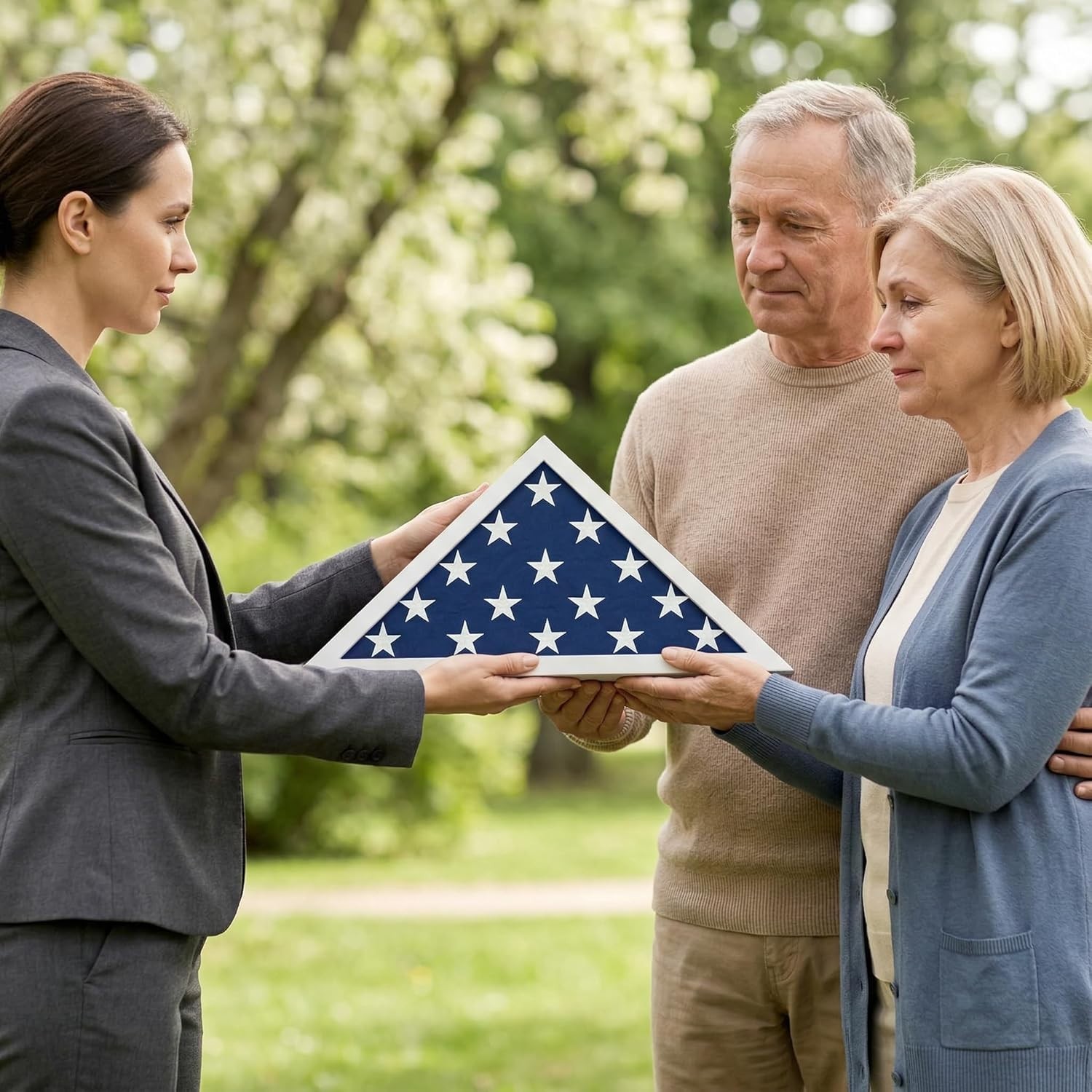 Sleek Triangular Flag Case in White for 5×9.5′ Burial Flags – Timeless Elegance