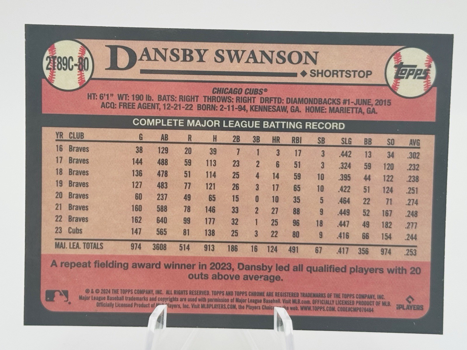 2024 Topps Silver Pack Mojo Dansby Swanson 2T89C-80 Chicago Cubs