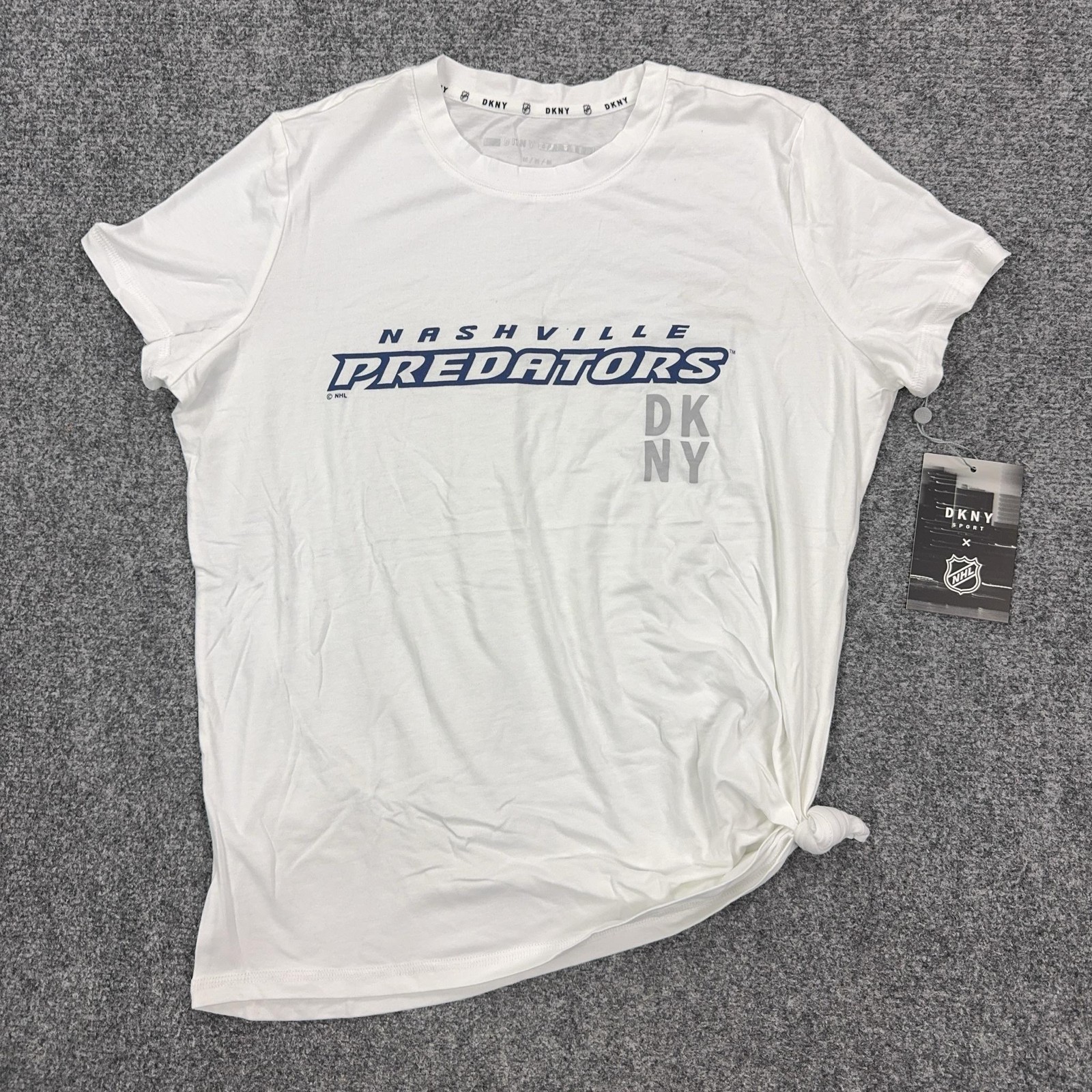 Nashville Predators Shirt Womens Medium White NHL Hockey DKNY Sport T-Shirt