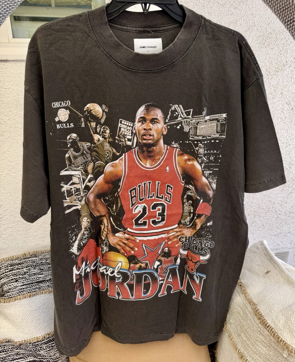 Game Changer LA Chicago Bulls Michael Jordan NBA Finals Black Shirt Size LARGE