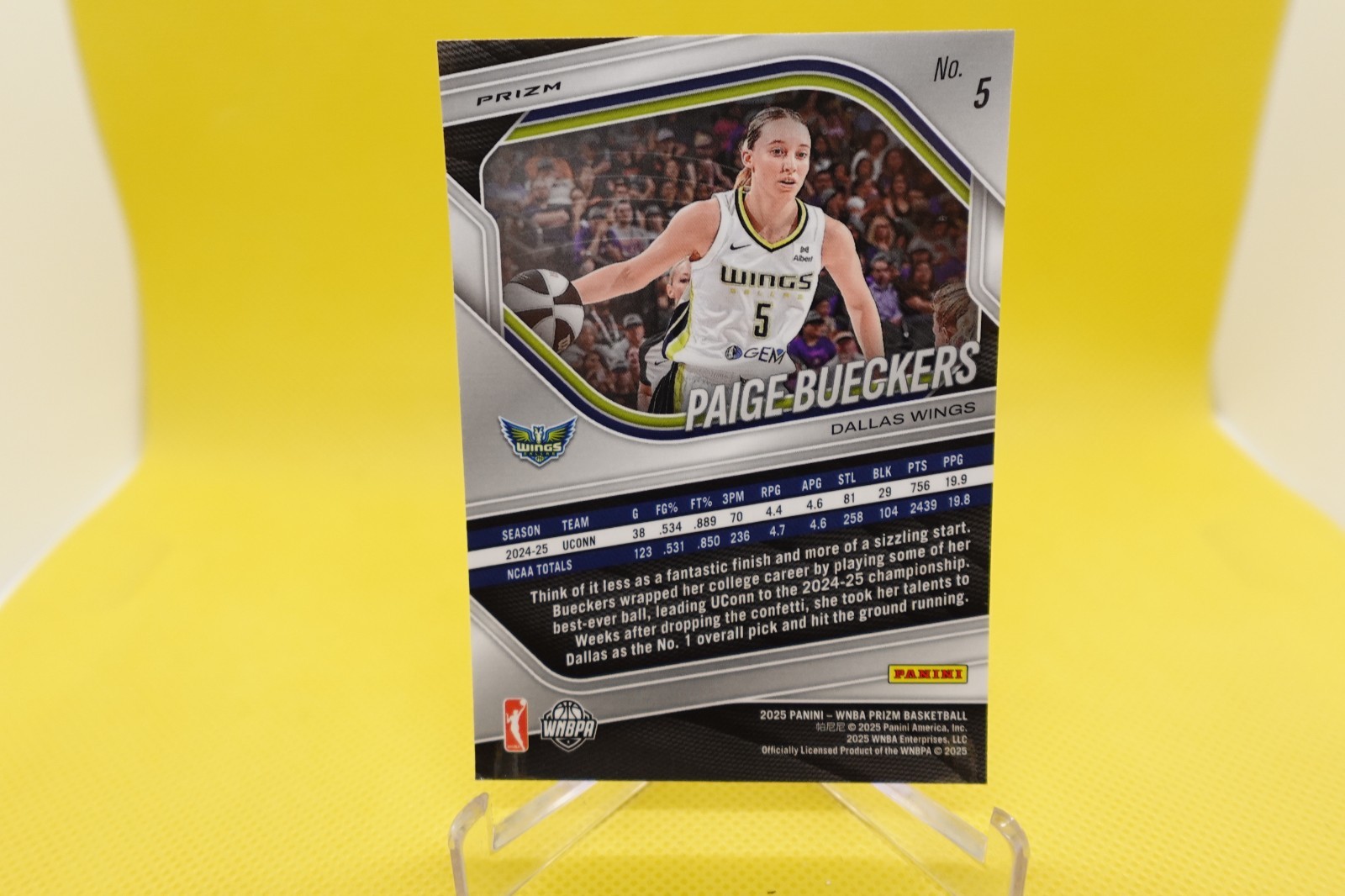 2025 Panini Prizm WNBA Paige Bueckers #5 RC White Seismic Prizm Dallas Wings