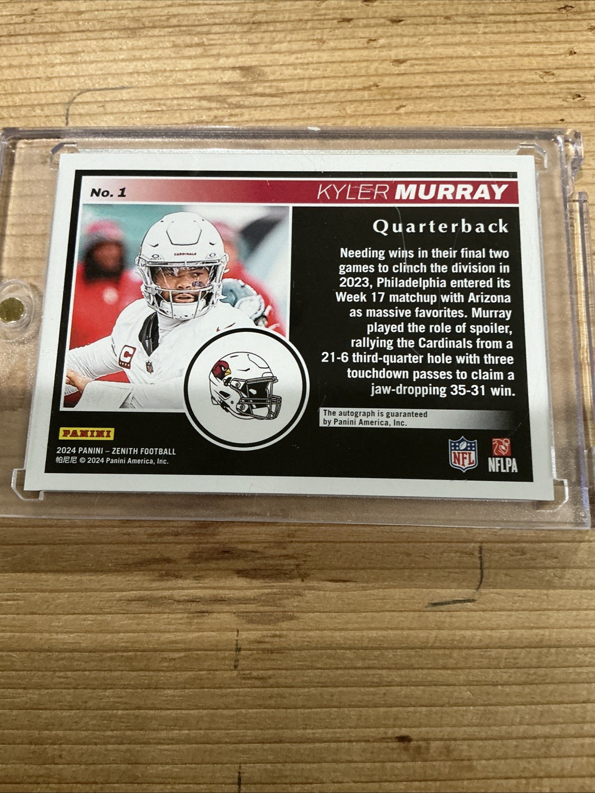 2024 Panini Zenith – Kyler Murray #1 Red Red Zone Autographs /49 (AU)