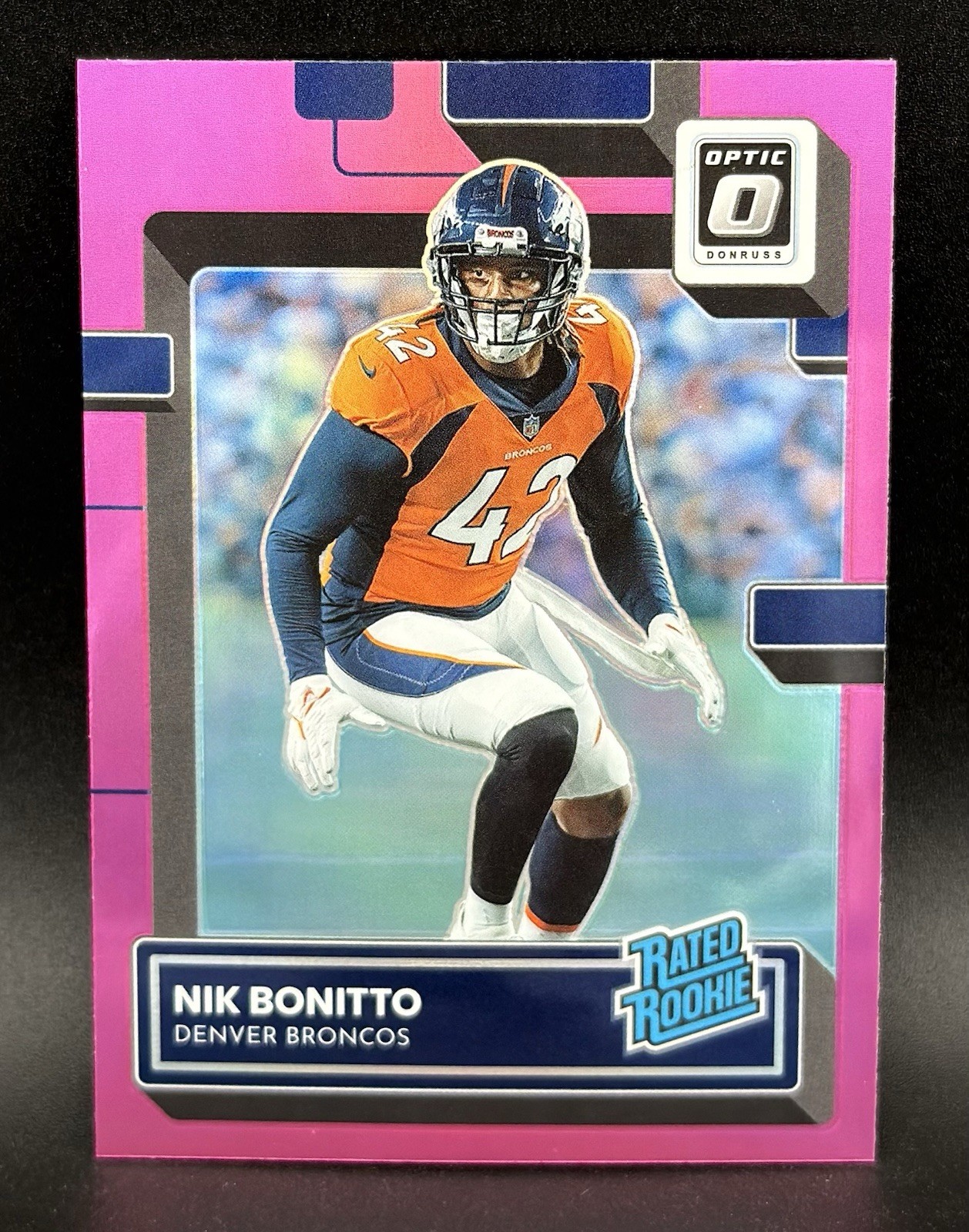 2022 Donruss Optic Football Nick Bonitto Rated Rookie Pink Holo Prizm RC