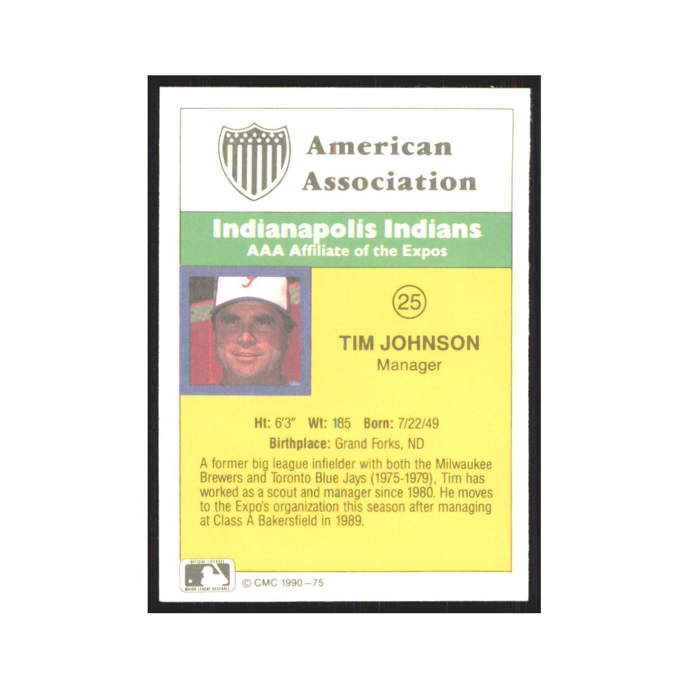 1990 CMC Minor League Tim Johnson Indianapolis Indians #75