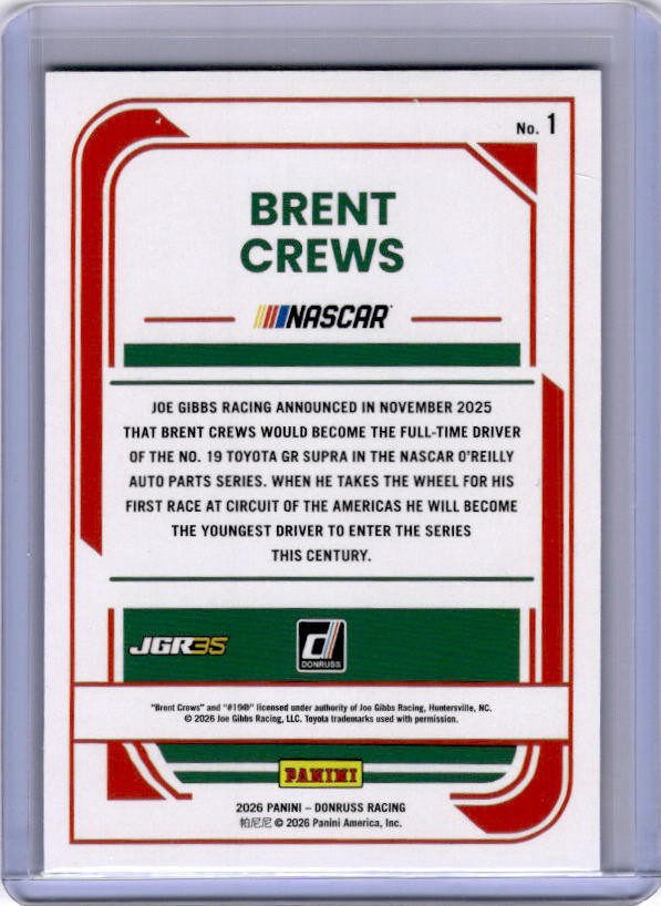 2026 Donruss #1 Brent Crews Carolina Blue #/249
